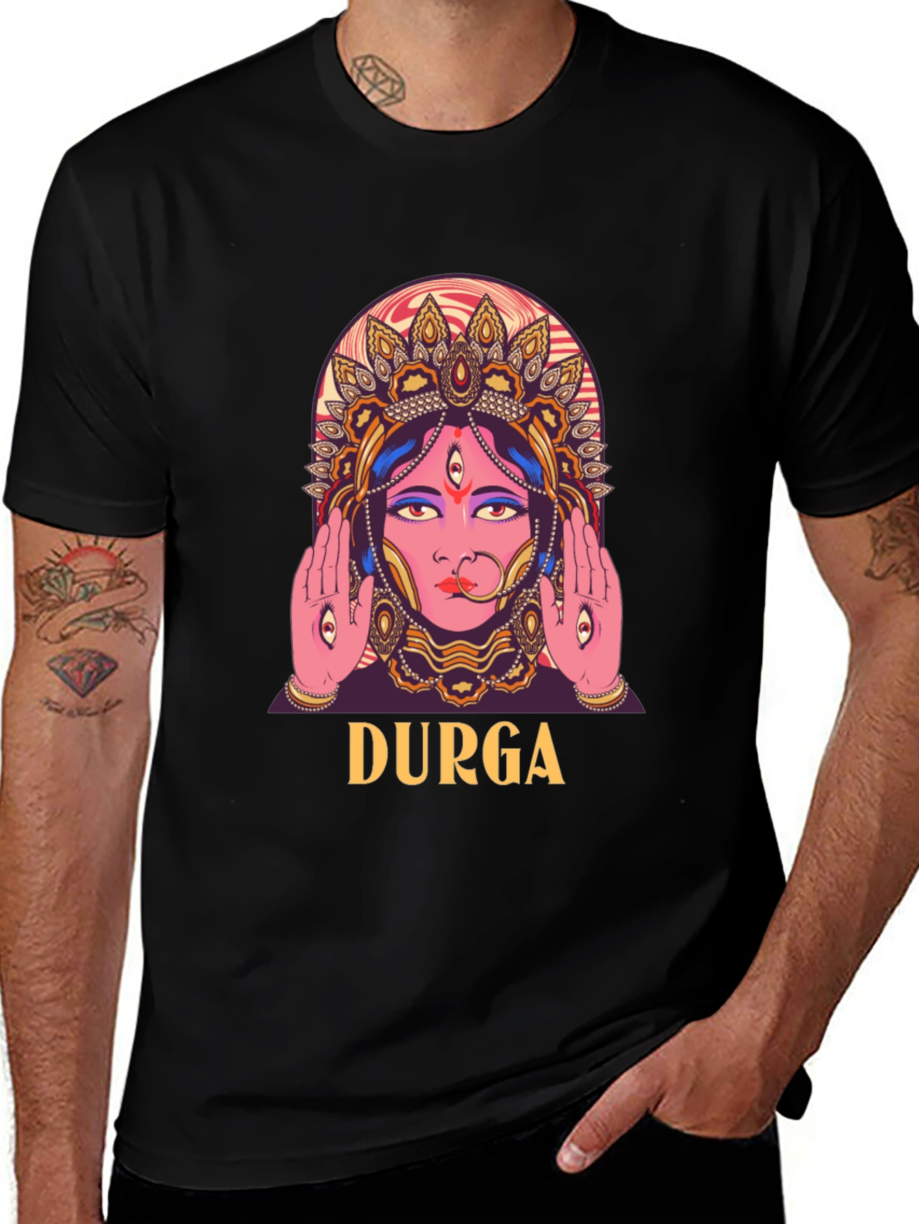 Durga Graphic Print Black T-Shirt