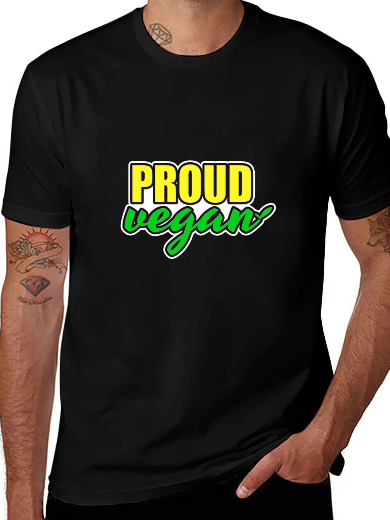 Variant 18 of Proud Vegan Graphic T-Shirt - Black Cotton Tee