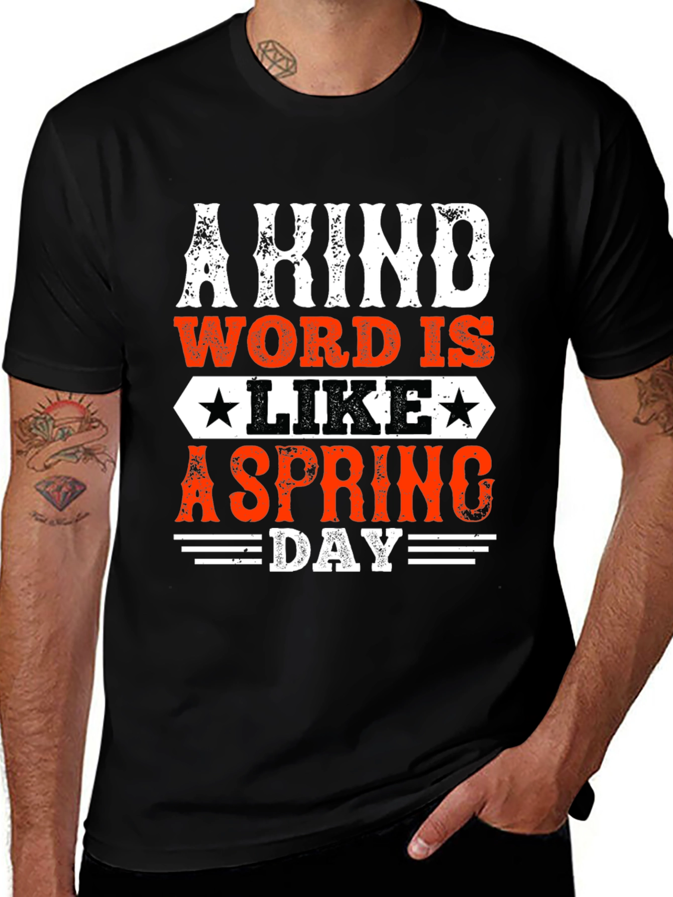 Variant 17 of Kind Word Spring Day Graphic Tee - Men's Black T-Shirt