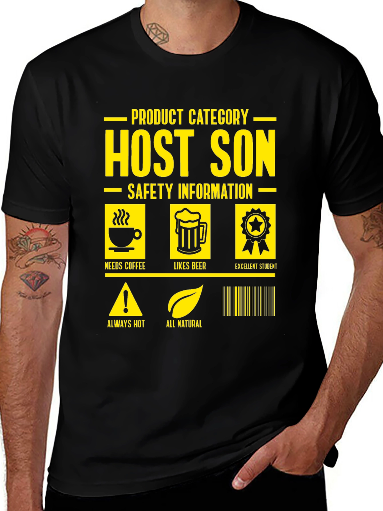Variant 23 of Host Son - Needs Coffee, Likes Beer T-Shirt