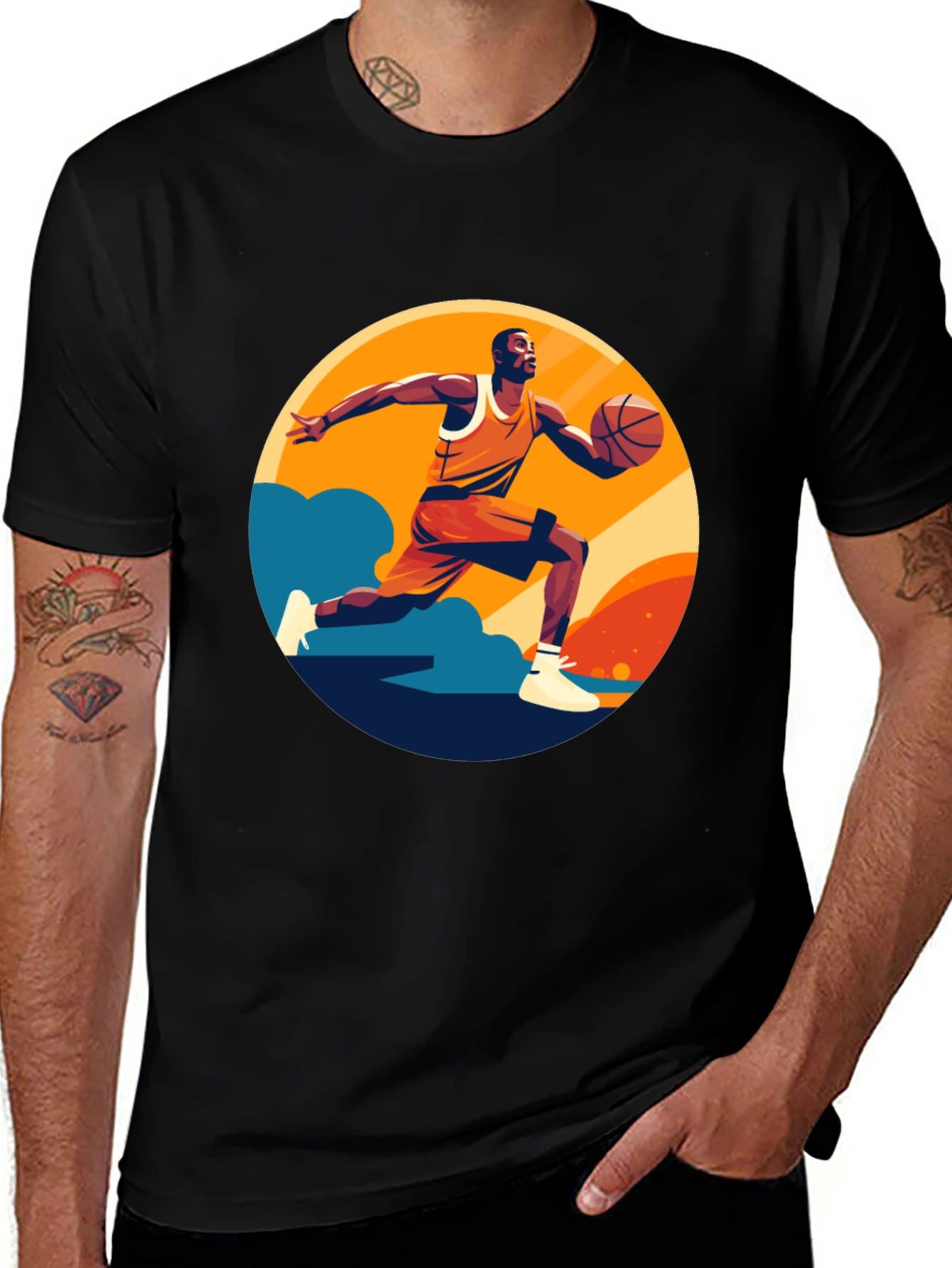 Variant 22 of Basketball Player Graphic Print Black T-Shirt