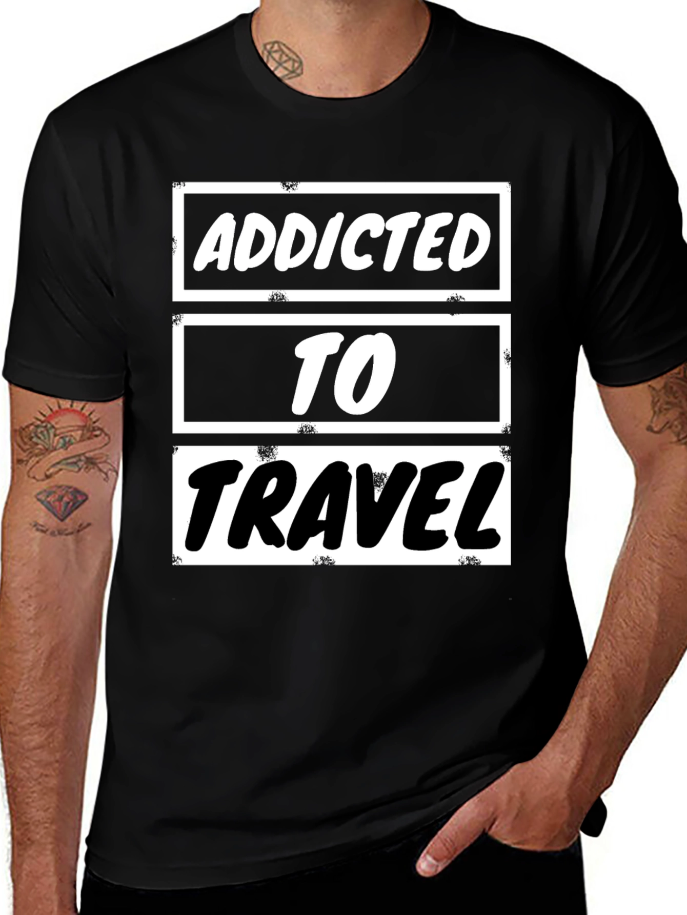 Variant 14 of Addicted to Travel Graphic Tee - Black