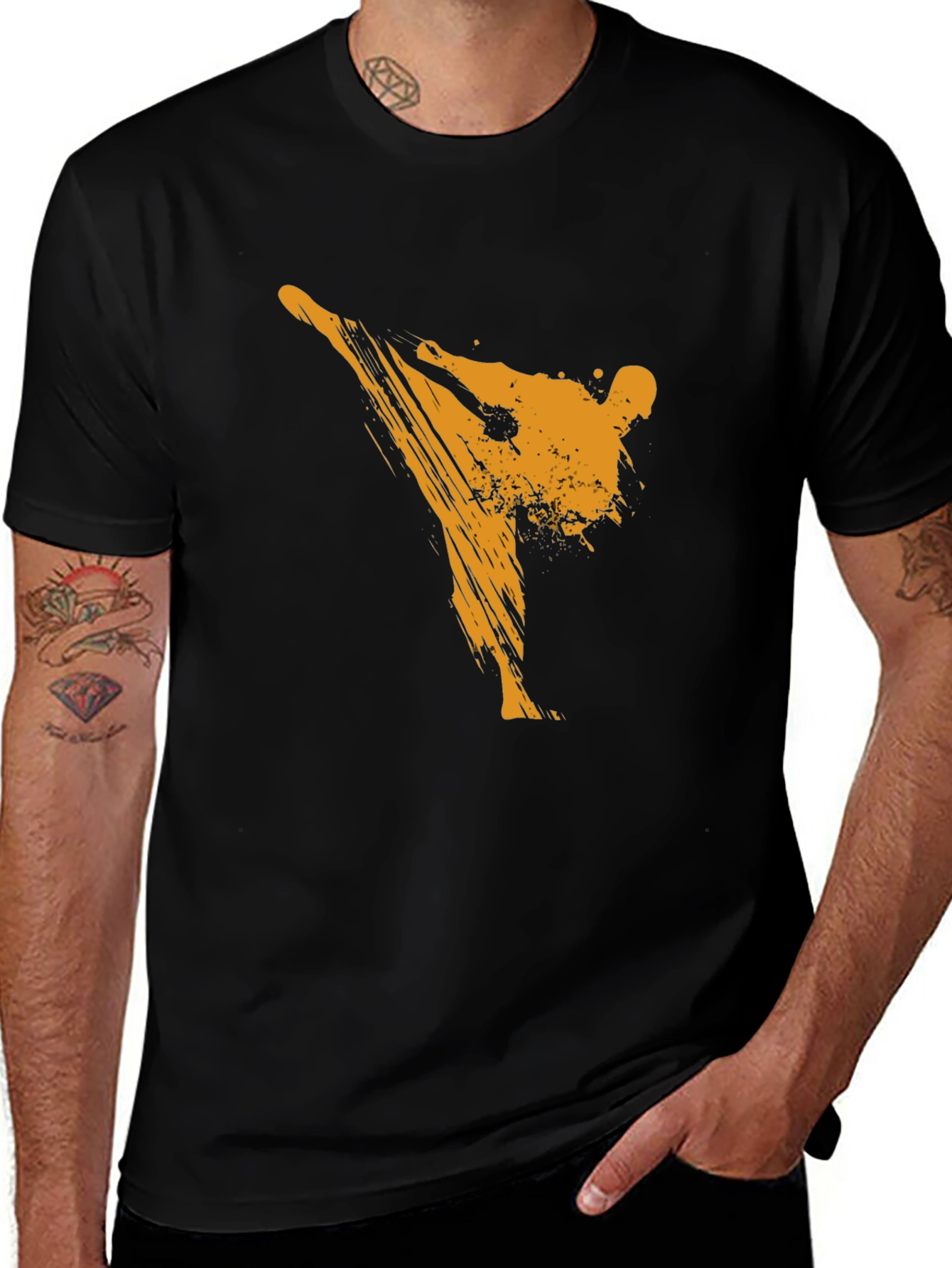 Variant 5 of Martial Arts Graphic Tee - Black Cotton T-Shirt