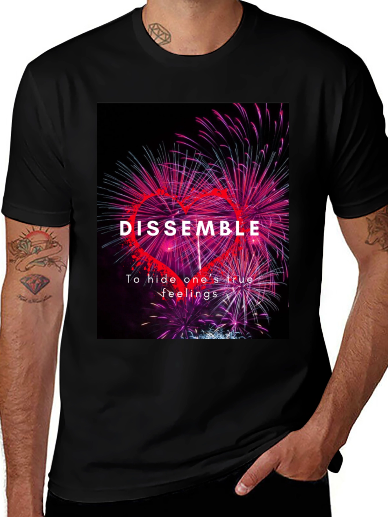 Variant 29 of Dissemble Heart Fireworks Graphic T-Shirt