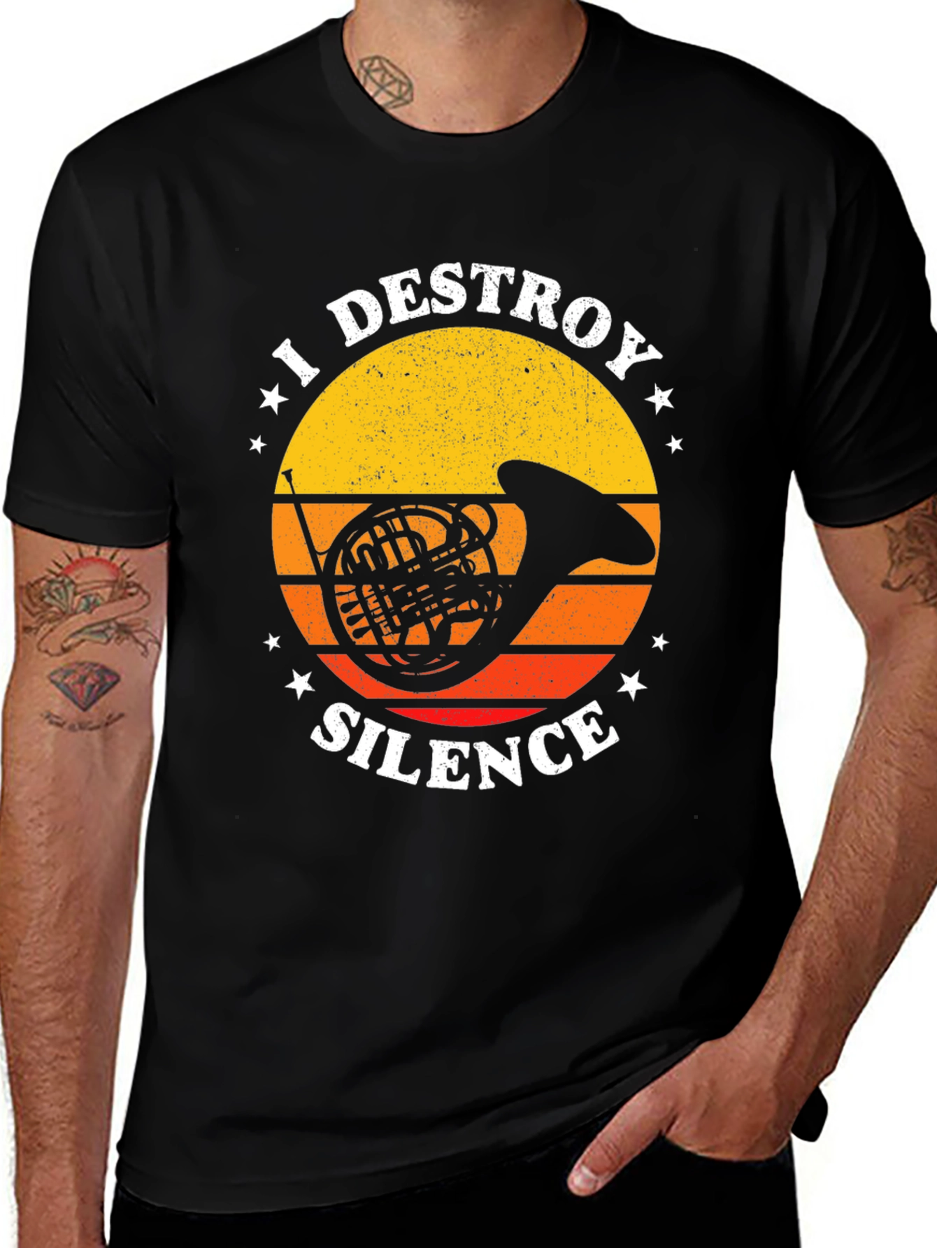 Variant 2 of I Destroy Silence French Horn T-Shirt