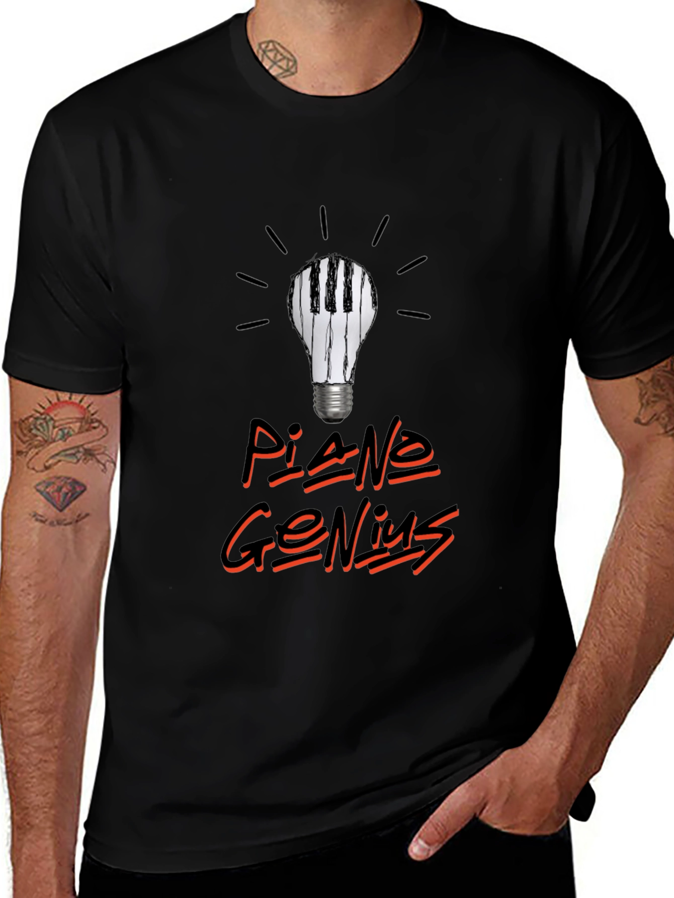 Variant 15 of Piano Genius Graphic Tee - Musician's Black T-Shirt