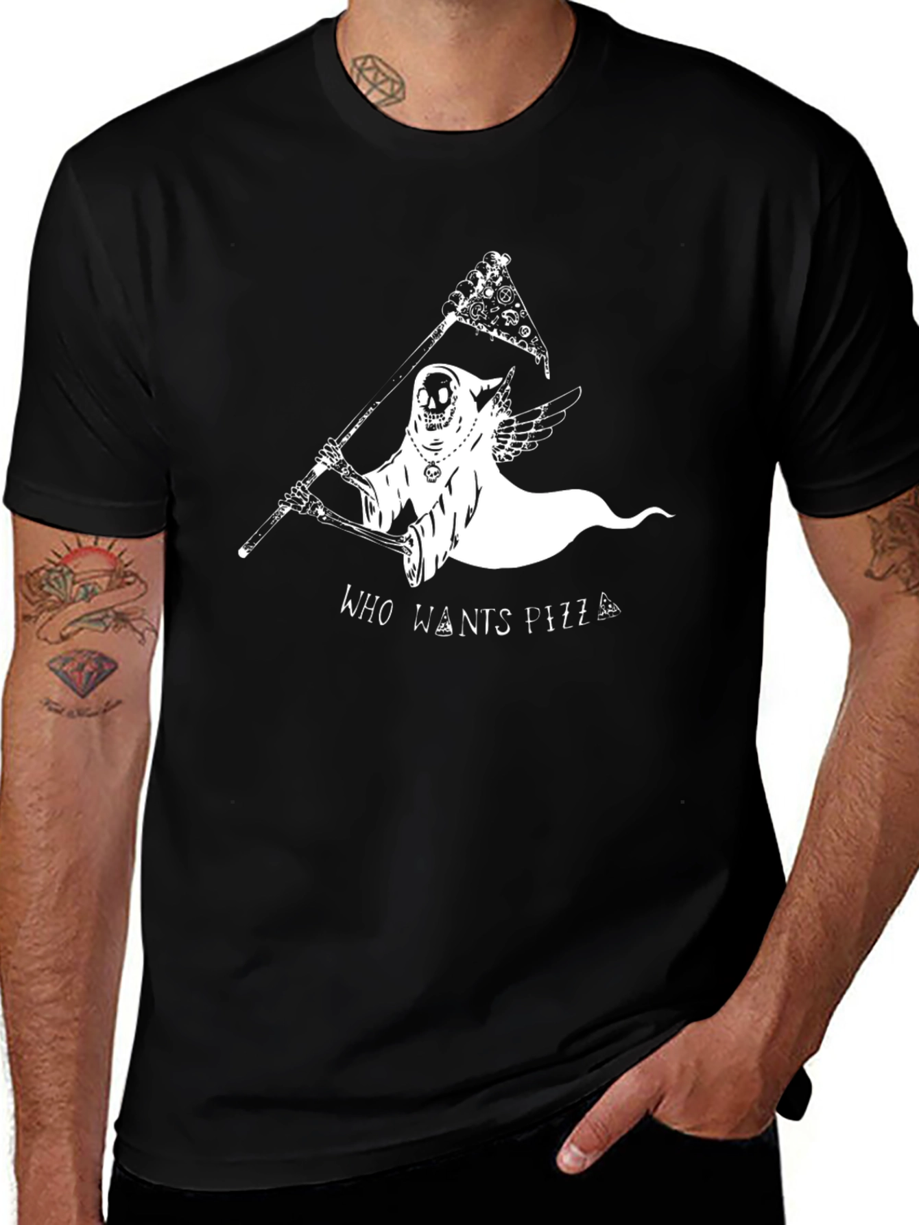 Variant 30 of Grim Reaper Pizza Flag Graphic T-Shirt