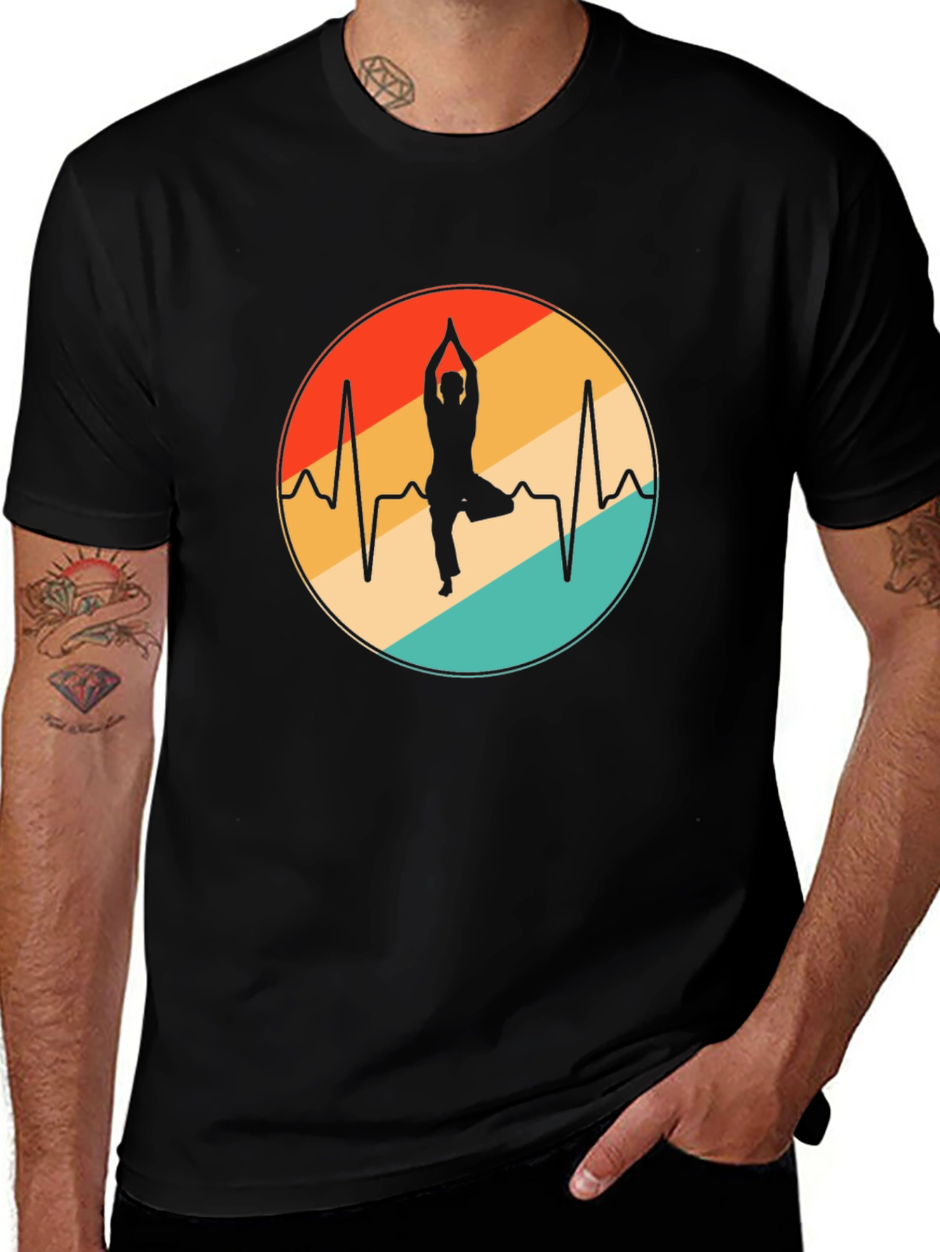 Variant 12 of Yoga Heartbeat Graphic Tee - Relax & Unwind