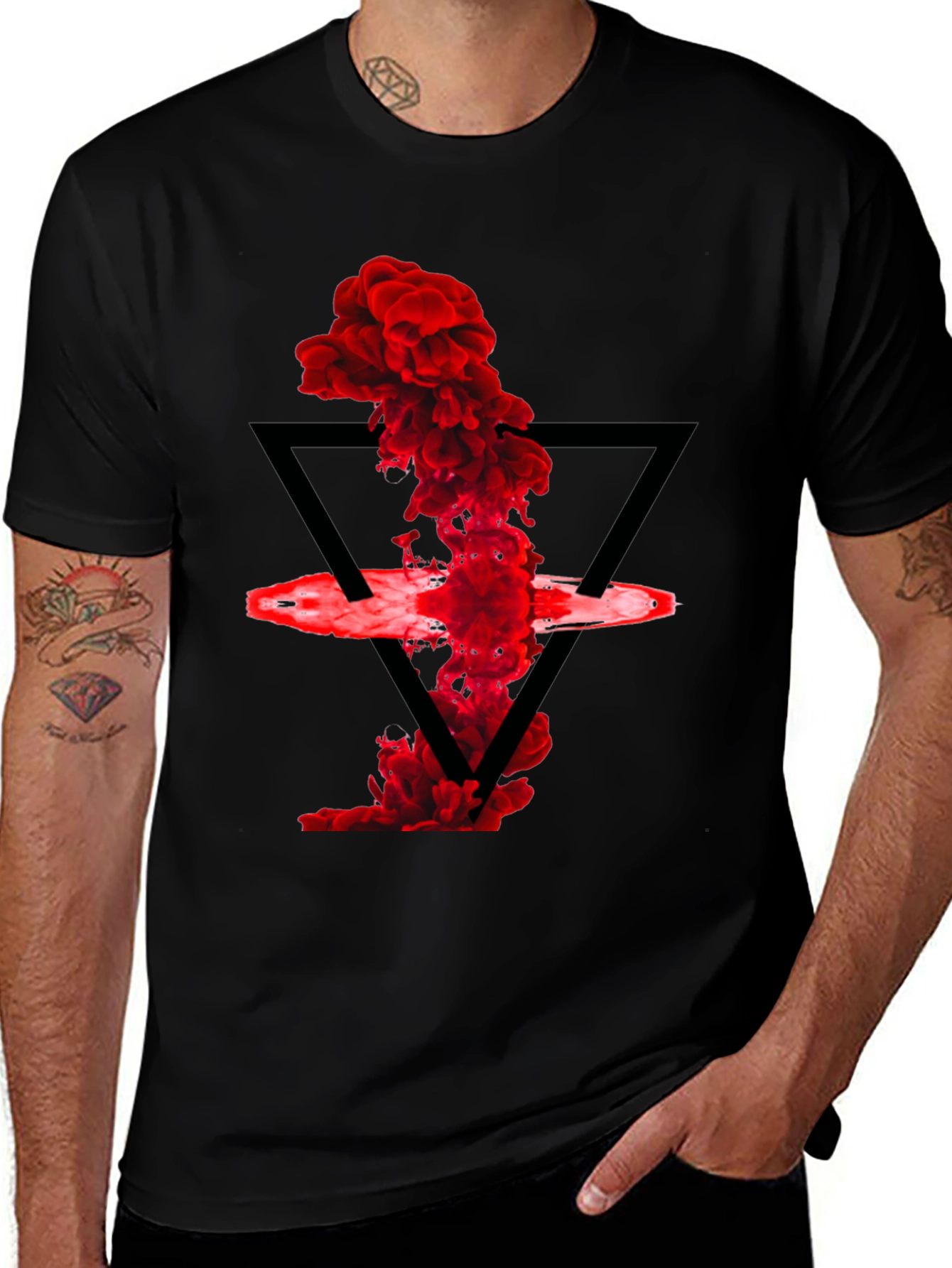 Variant 26 of Abstract Red Smoke Triangle Graphic T-Shirt