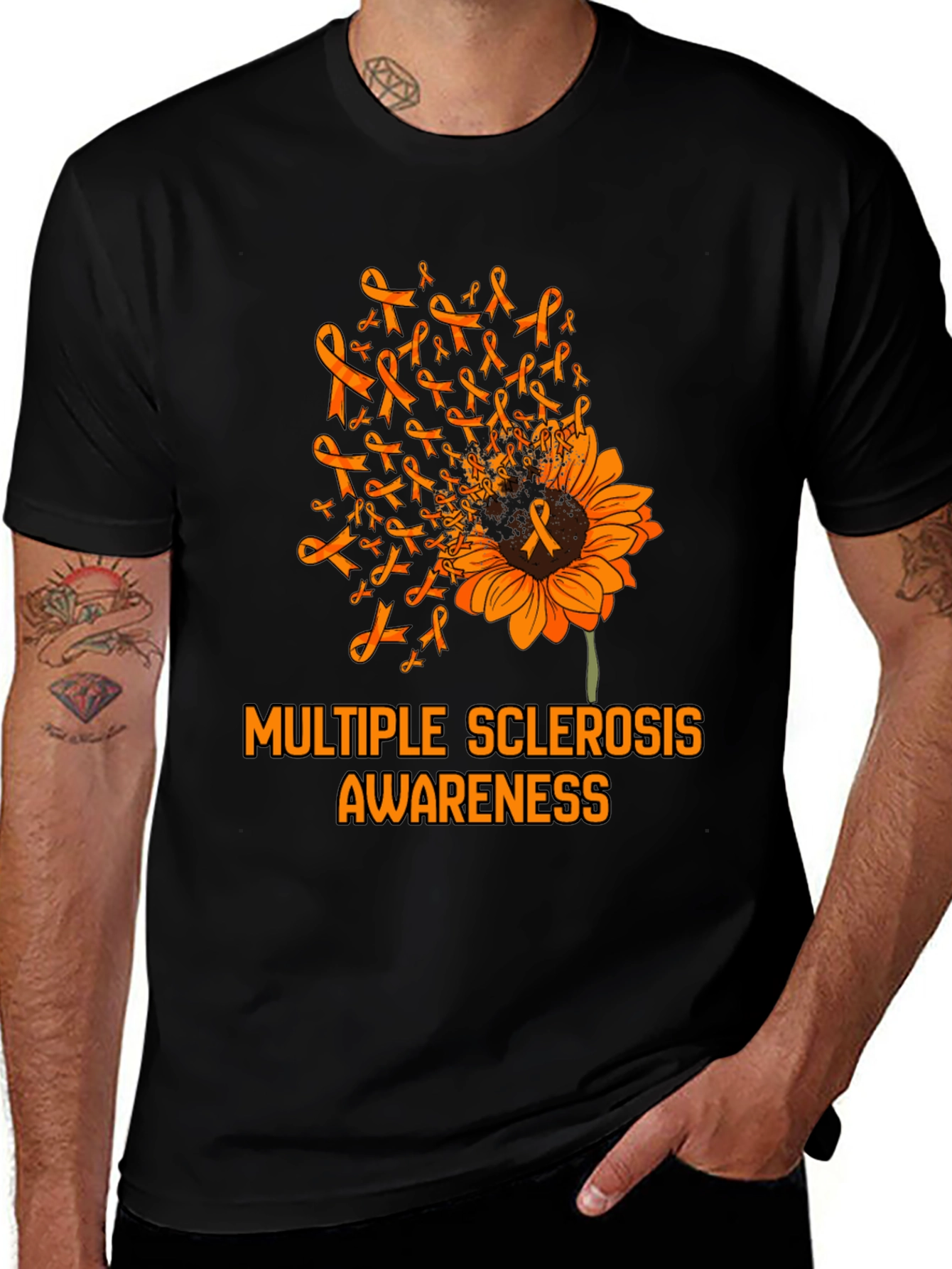 MS Awareness Sunflower Ribbon Graphic Tee