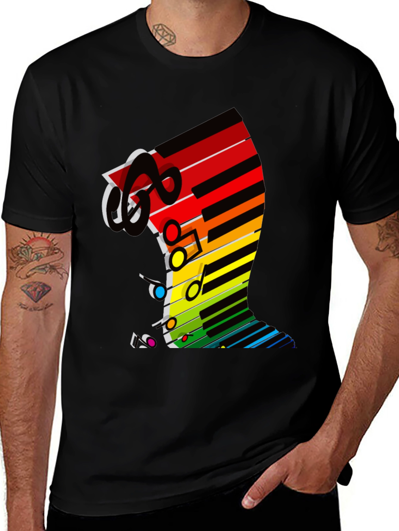 Variant 7 of Rainbow Music T-Shirt - Musical Notes and Keys