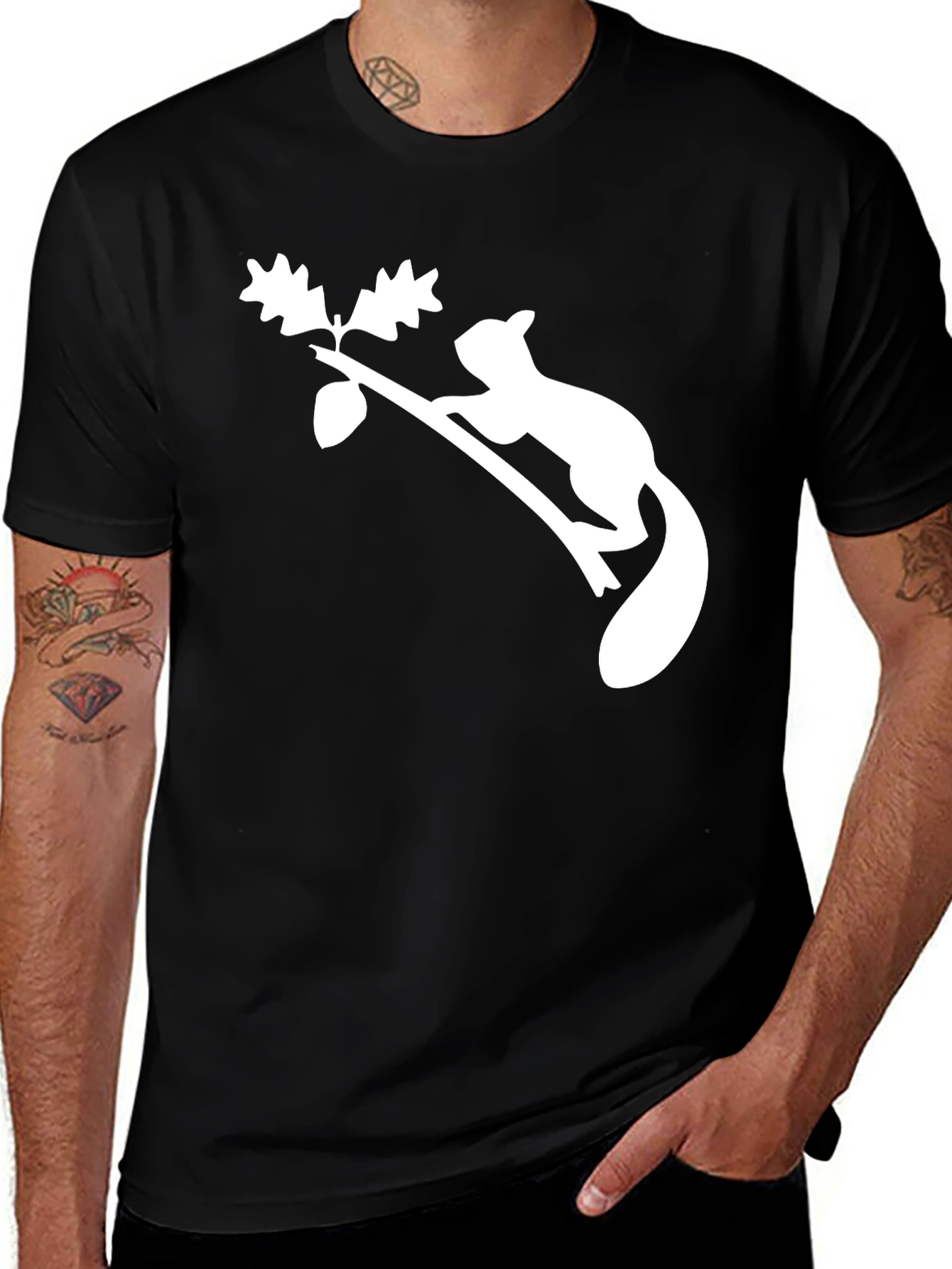 Variant 8 of Squirrel on Oak Branch Graphic Tee