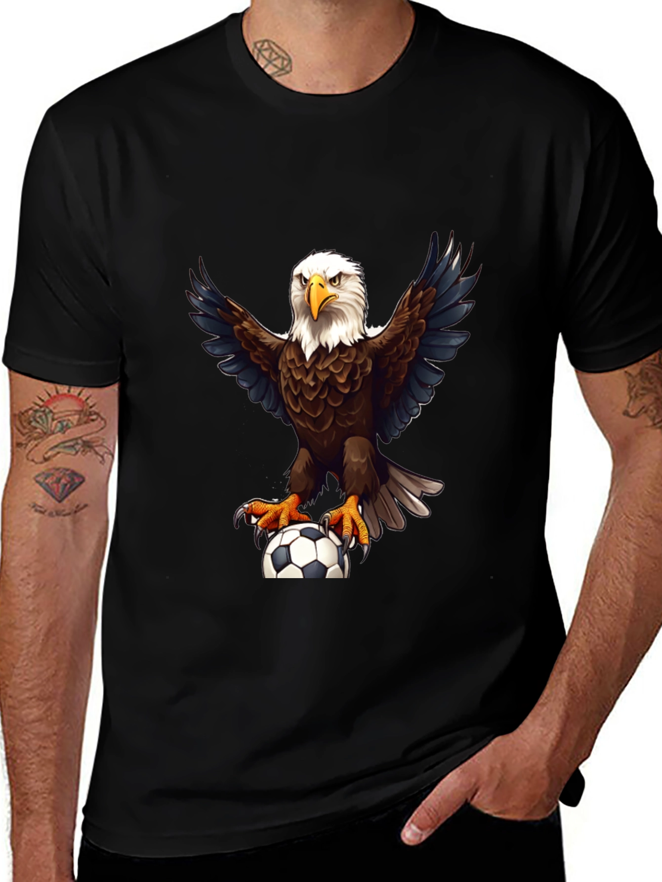 Variant 21 of Eagle Soccer Graphic Tee - Black Cotton Shirt
