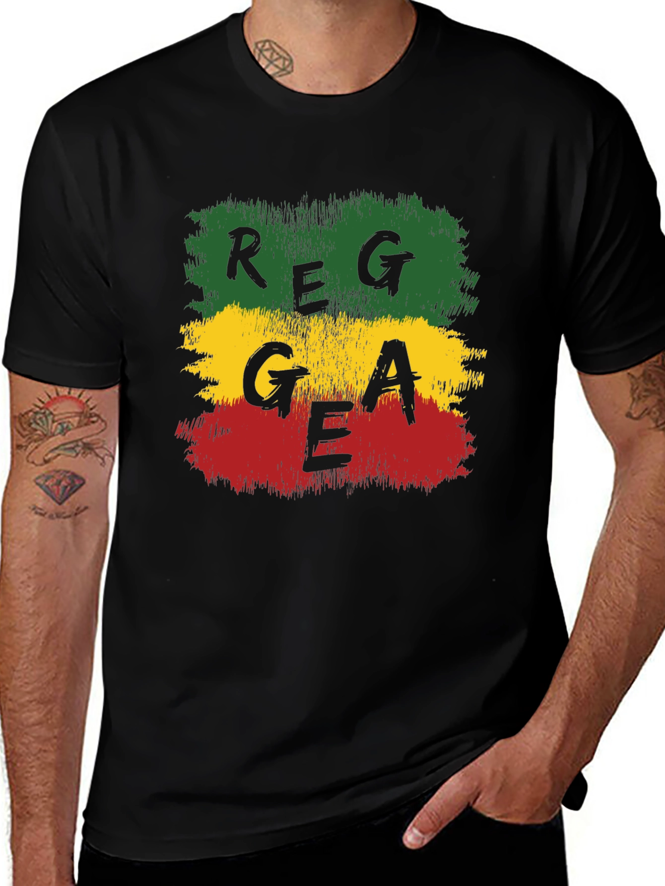 Variant 24 of Reggae Rasta Graphic T-Shirt - Black