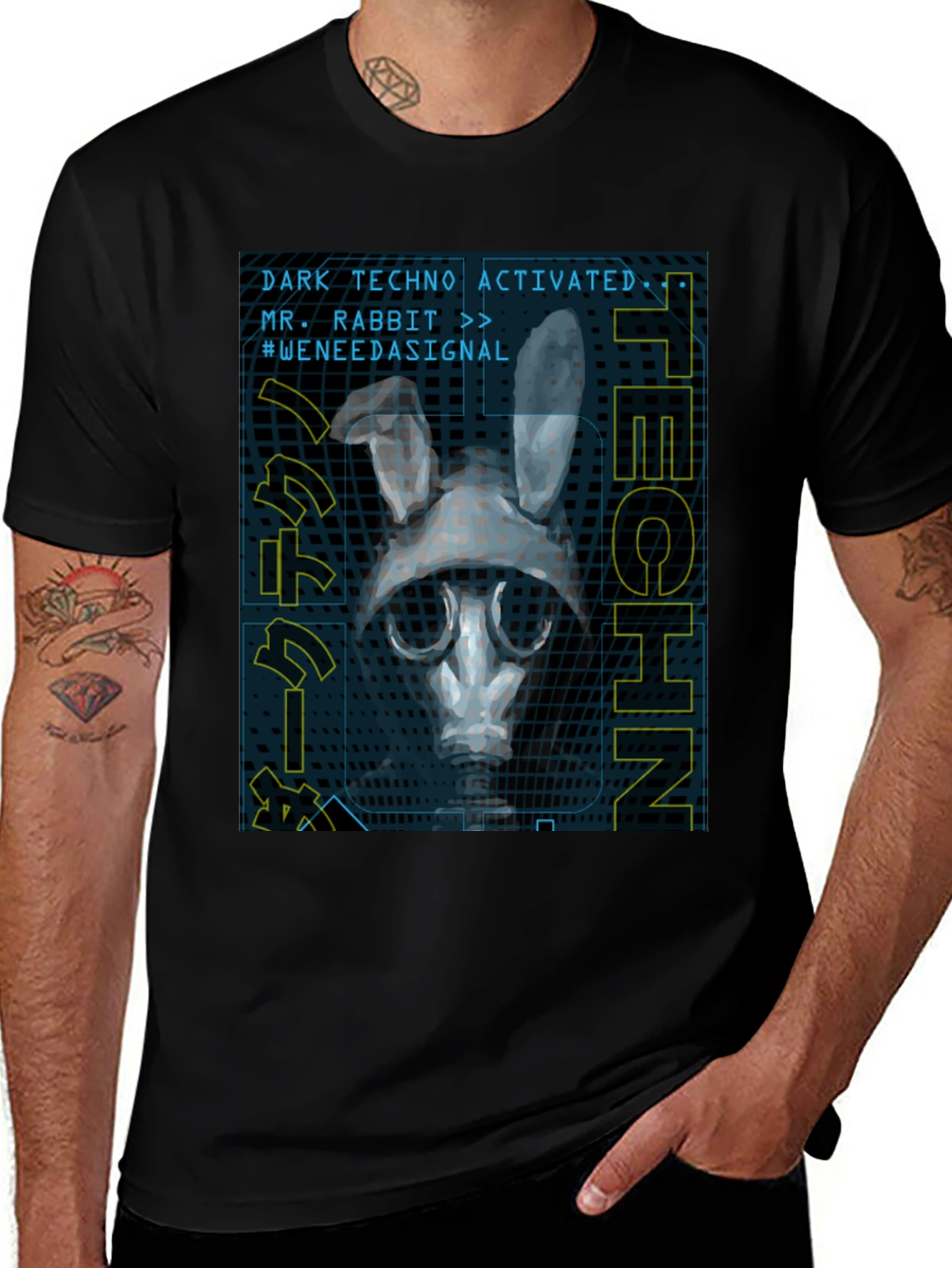 Dark Techno Rabbit T-Shirt - #WENEEDASIGNAL Tee