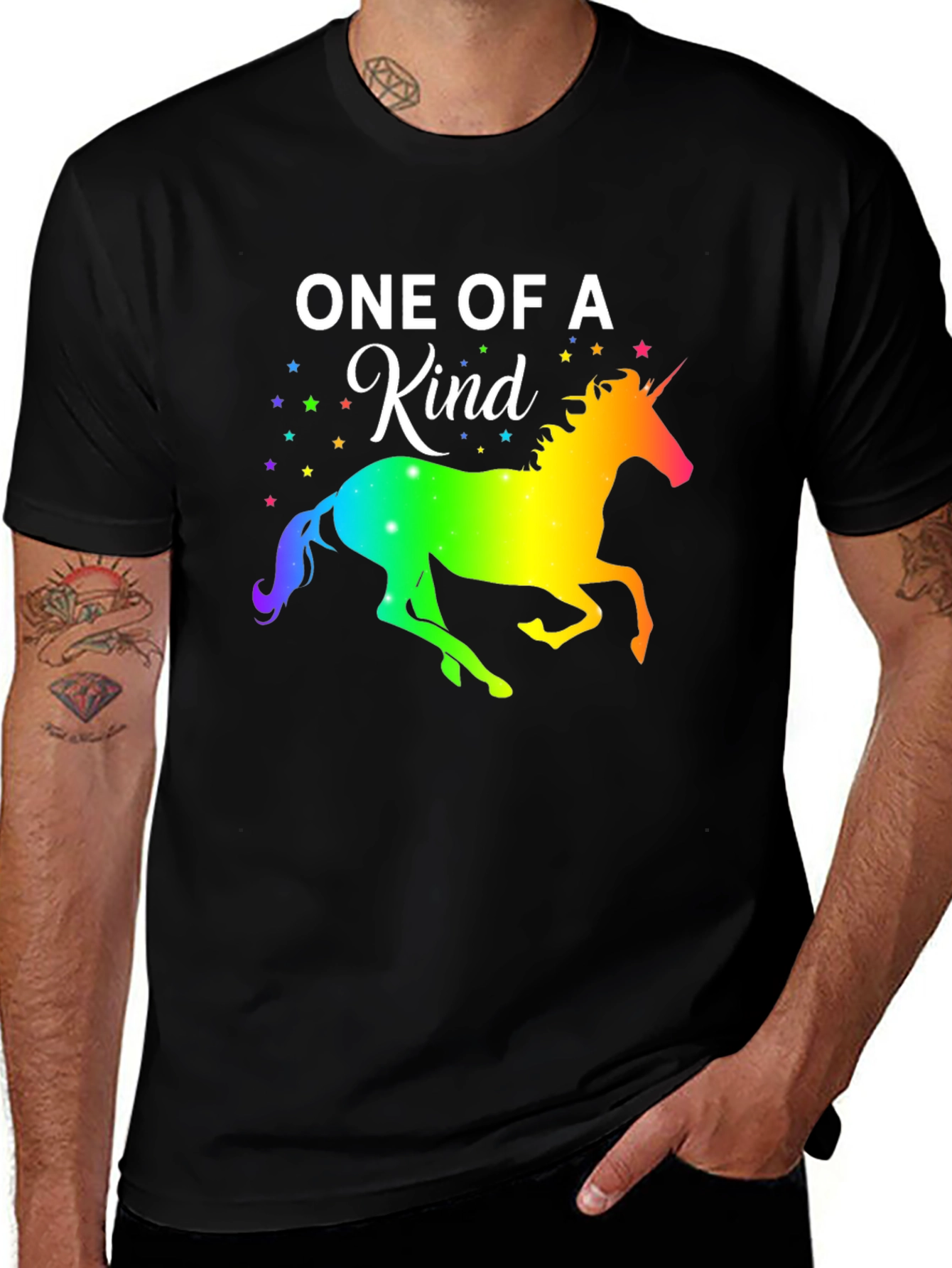 Variant 28 of One of a Kind Unicorn Graphic Tee - Black Cotton T-Shirt