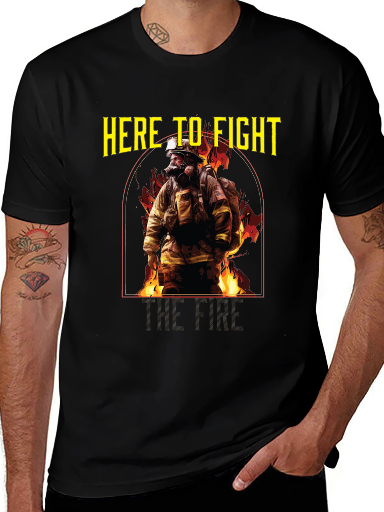 Variant 11 of Firefighter Graphic Print Black T-Shirt