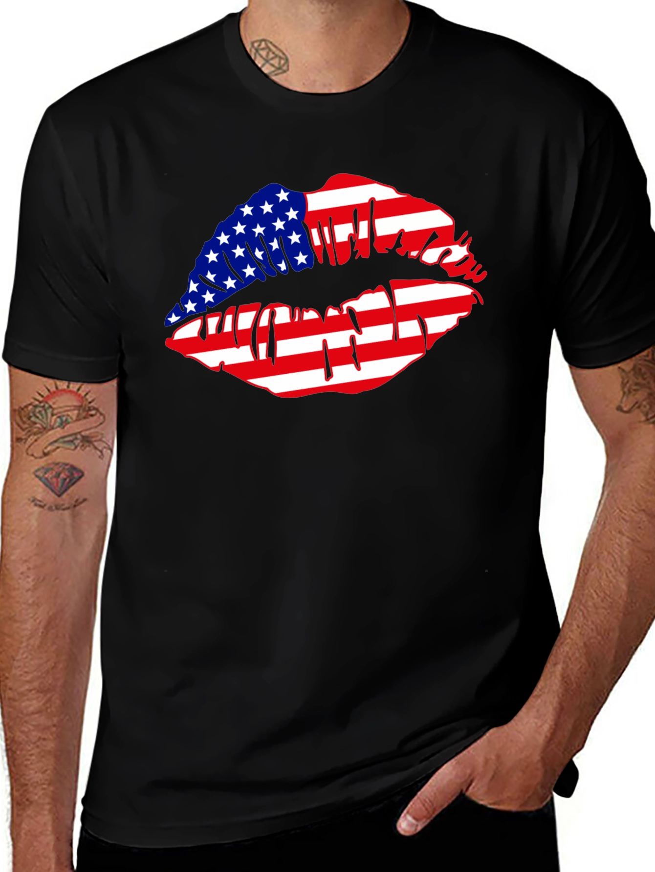 Variant 22 of American Flag Lips Graphic T-Shirt