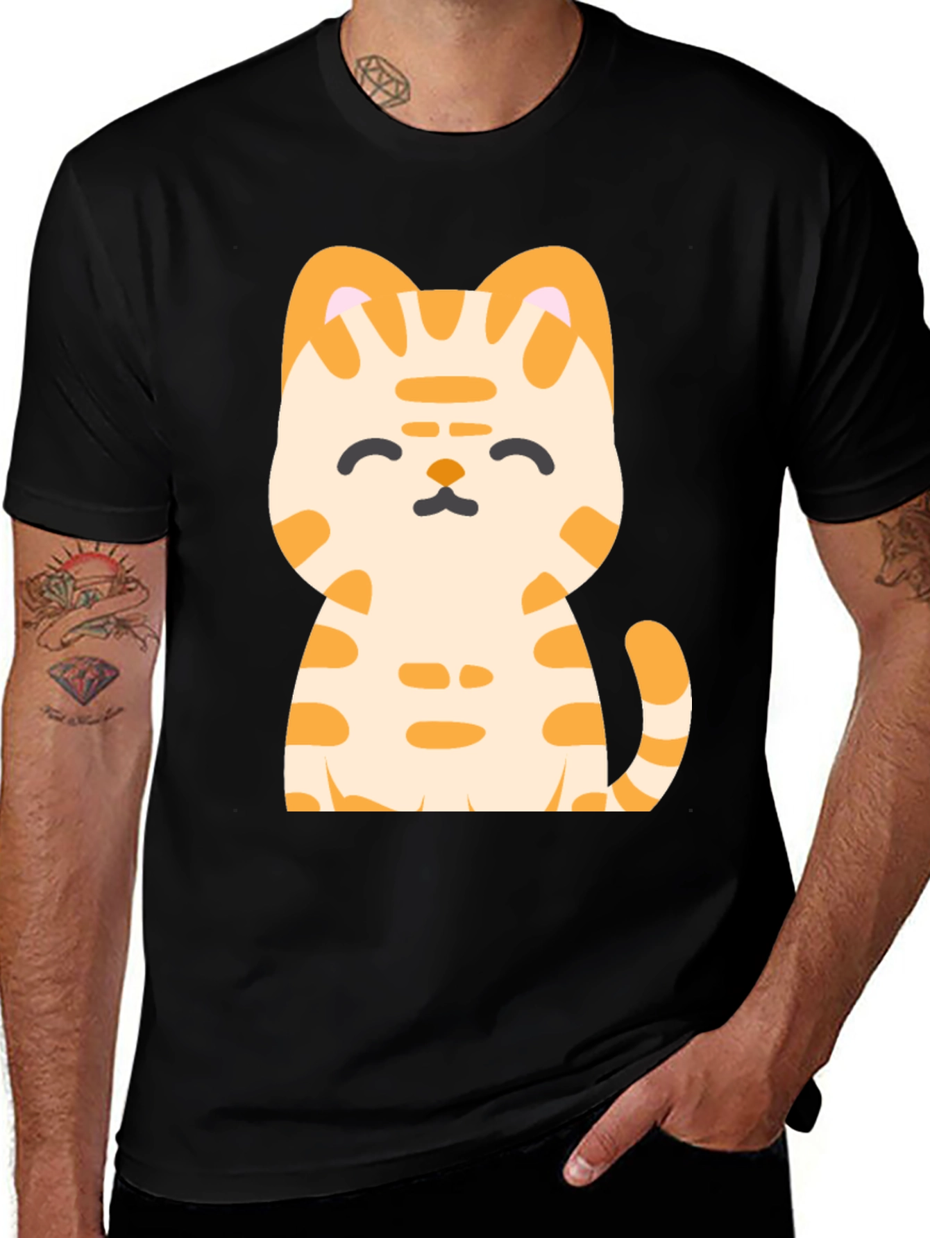 Variant 25 of Cute Cat Graphic Tee - Soft Black Cotton Comfort