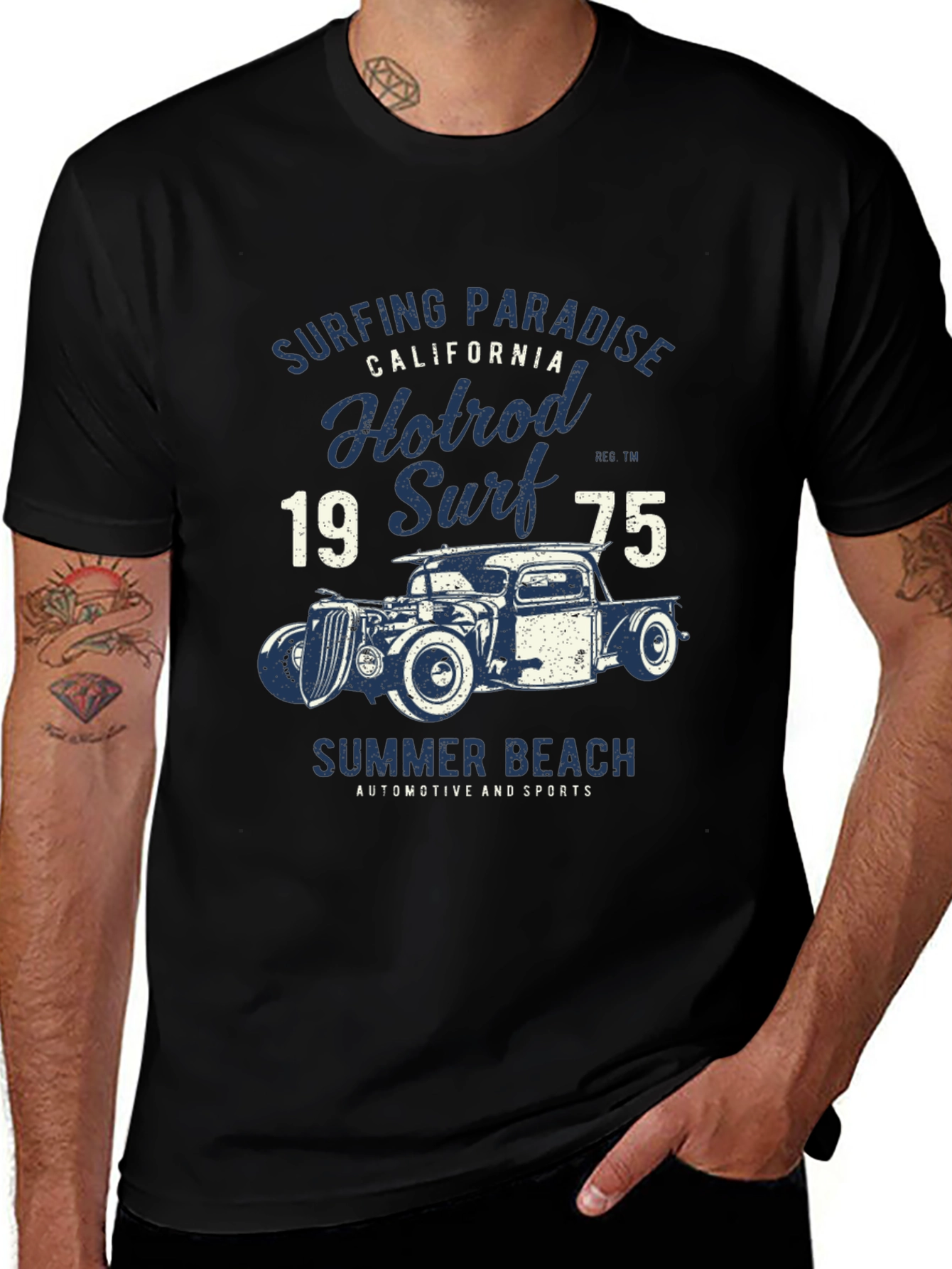 Variant 6 of Vintage Hotrod Surf T-Shirt - Summer Beach Style
