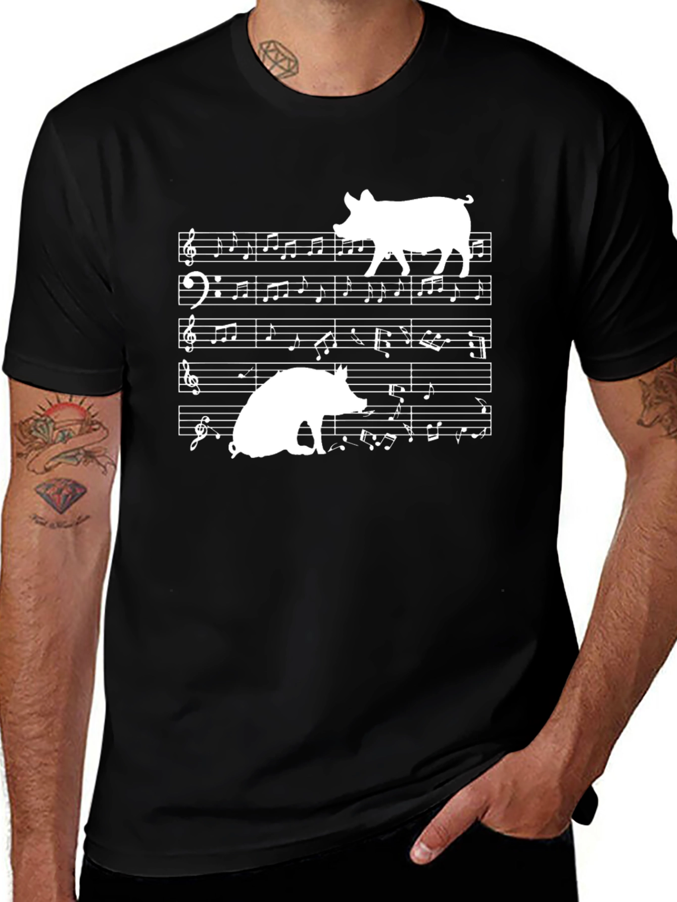 Musical Pig T-Shirt - Unique Novelty Tee