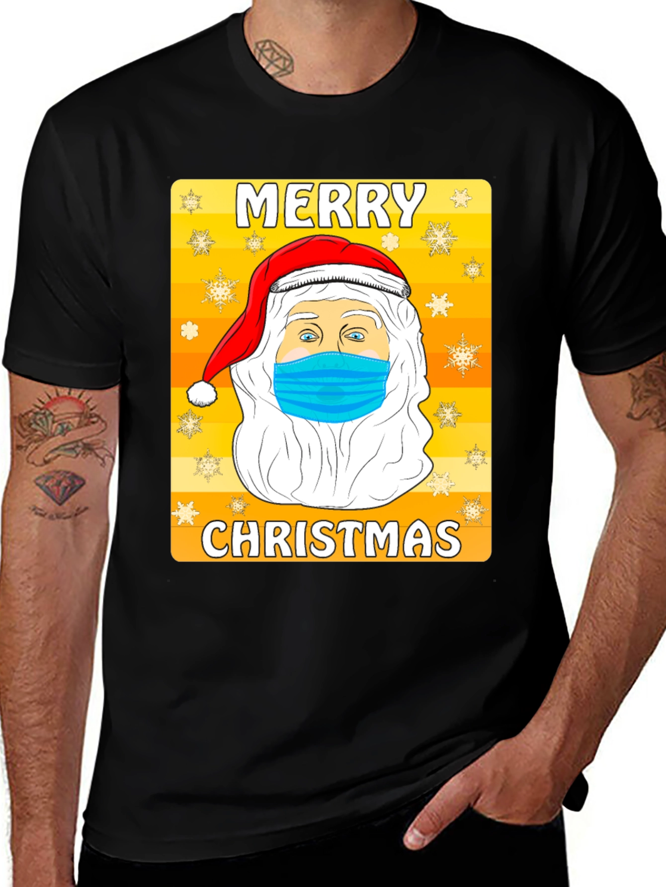 Santa Mask T-Shirt - Merry Christmas Graphic Tee