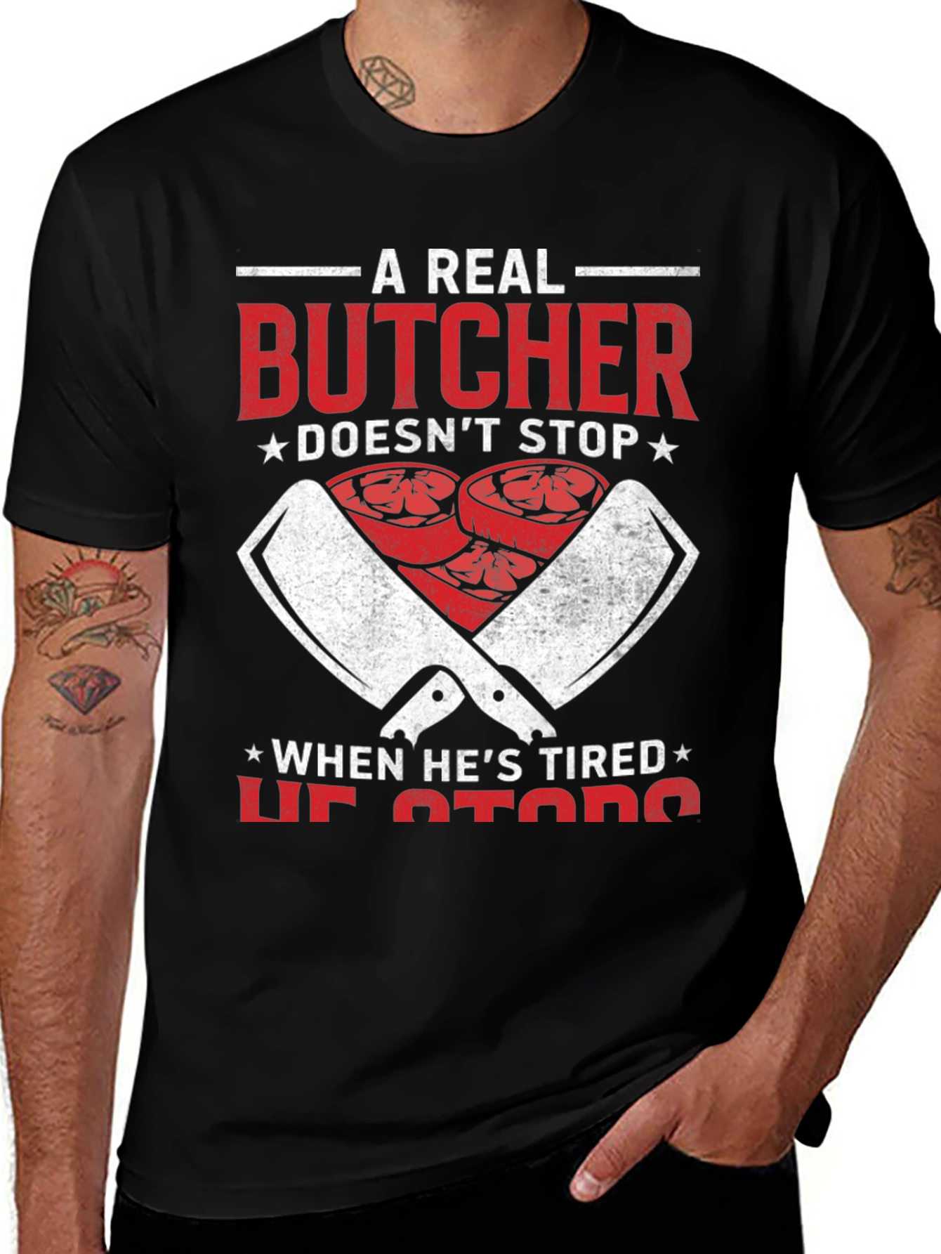 Black A Real Butcher Graphic Tee main image