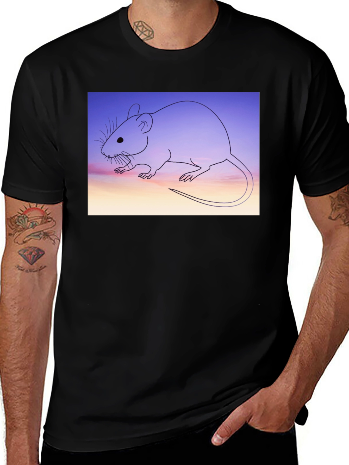 Variant 9 of Rat Graphic Tee - Sunset Mouse Shirt