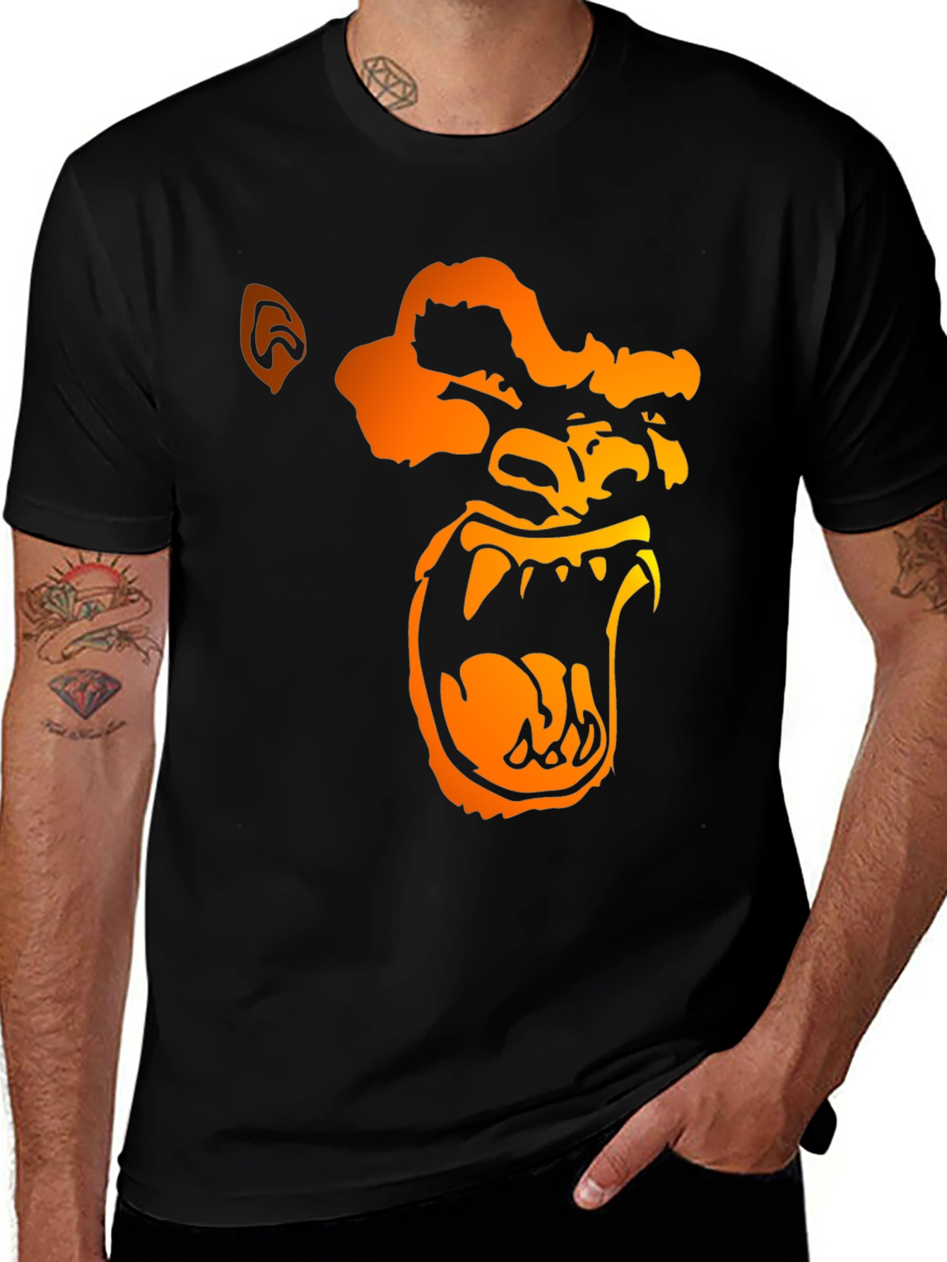Variant 26 of Gorilla Graphic Tee - Fierce Ape Design, Black T-Shirt