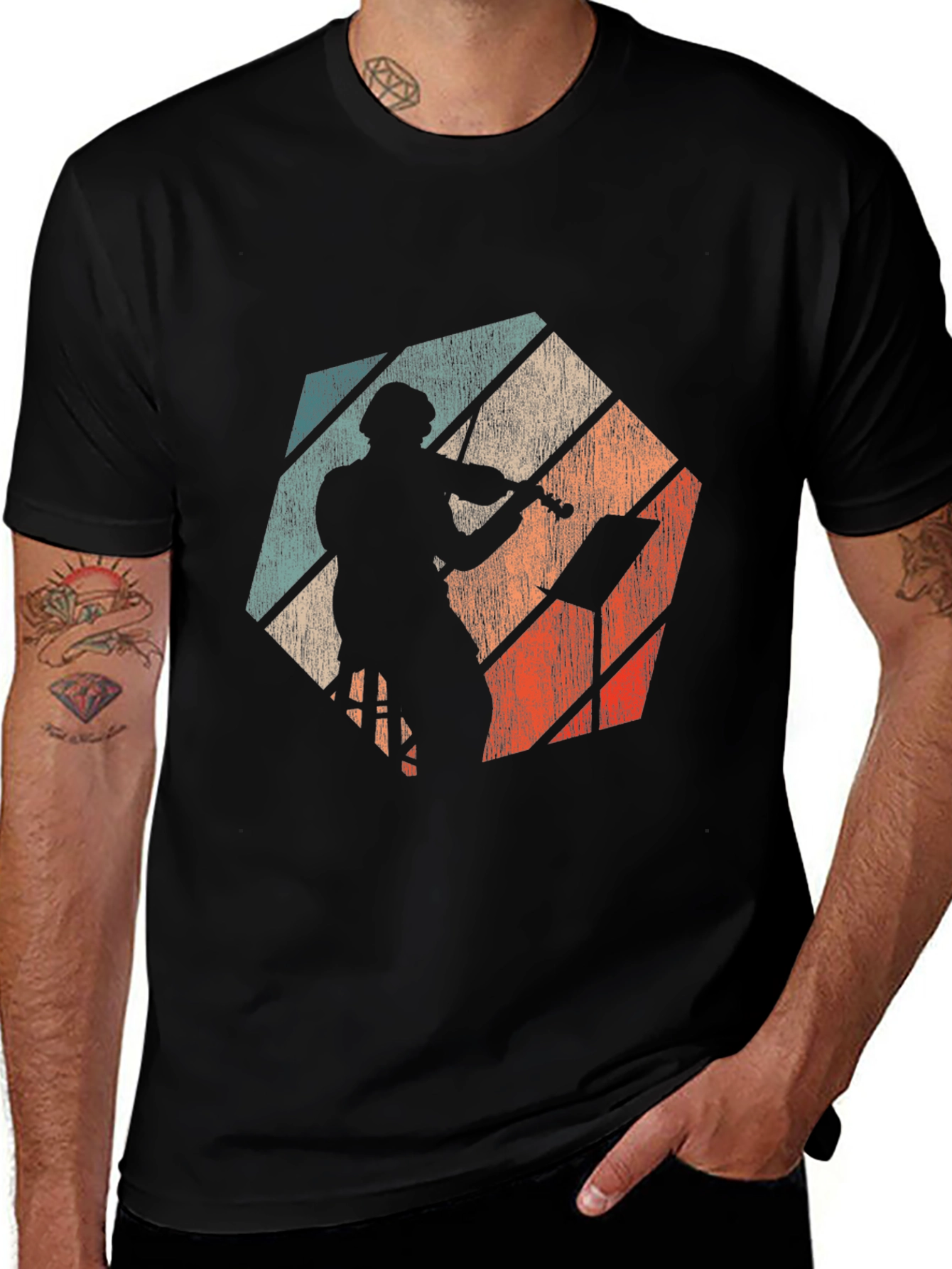 Variant 27 of Musician Silhouette Graphic Tee - Retro Style Black T-Shirt
