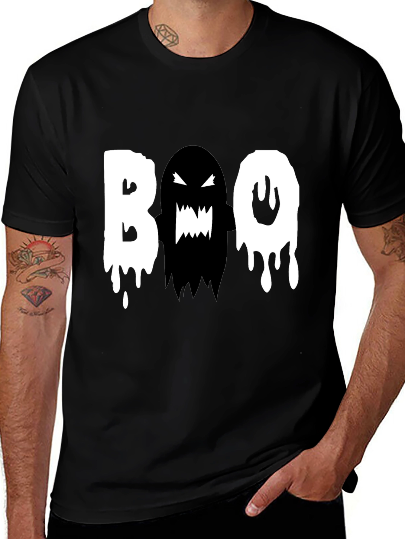 Variant 6 of Boo Ghost Graphic Tee - Halloween T-Shirt