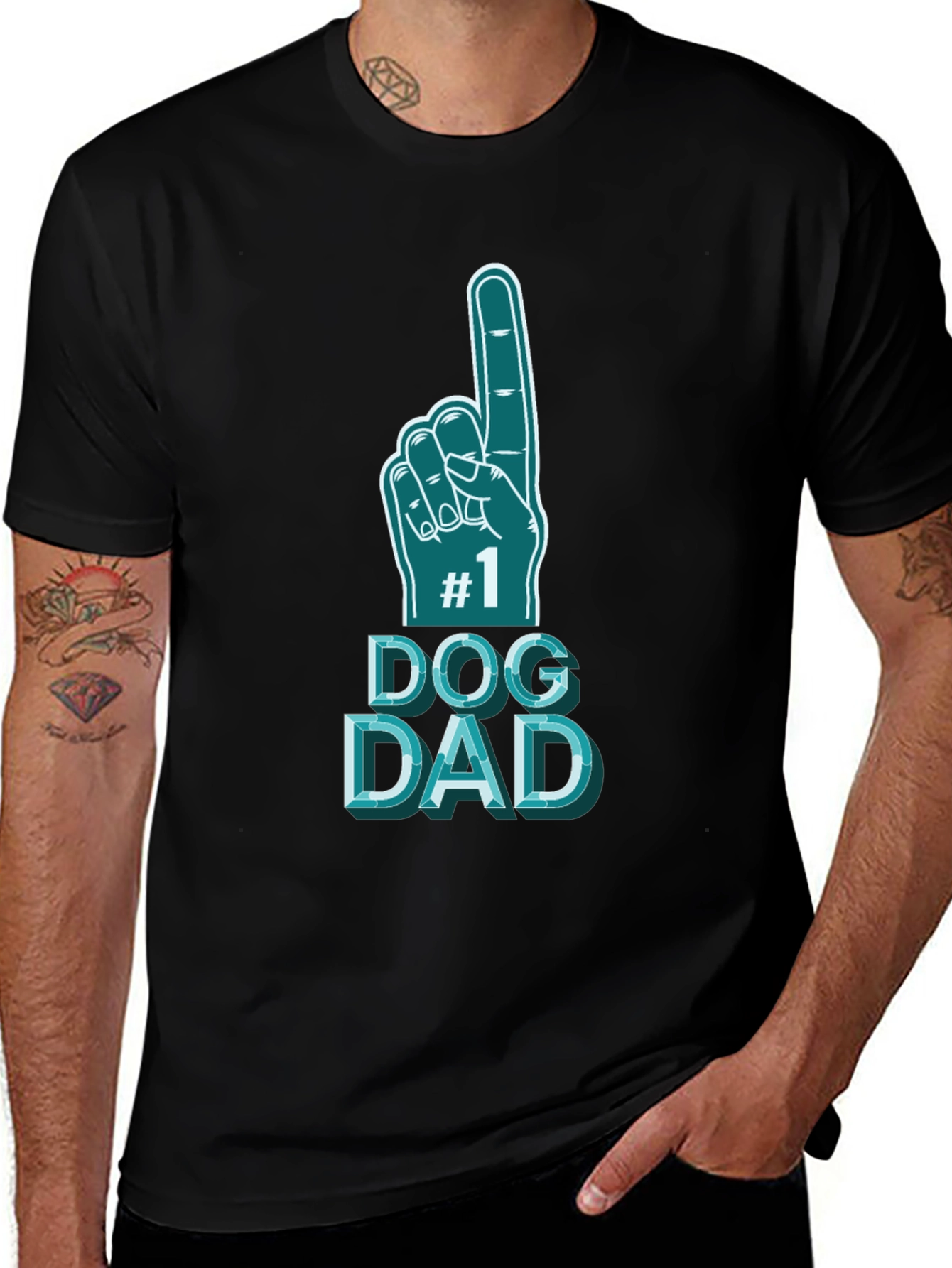 Variant 16 of #1 Dog Dad T-Shirt - Black Graphic Tee