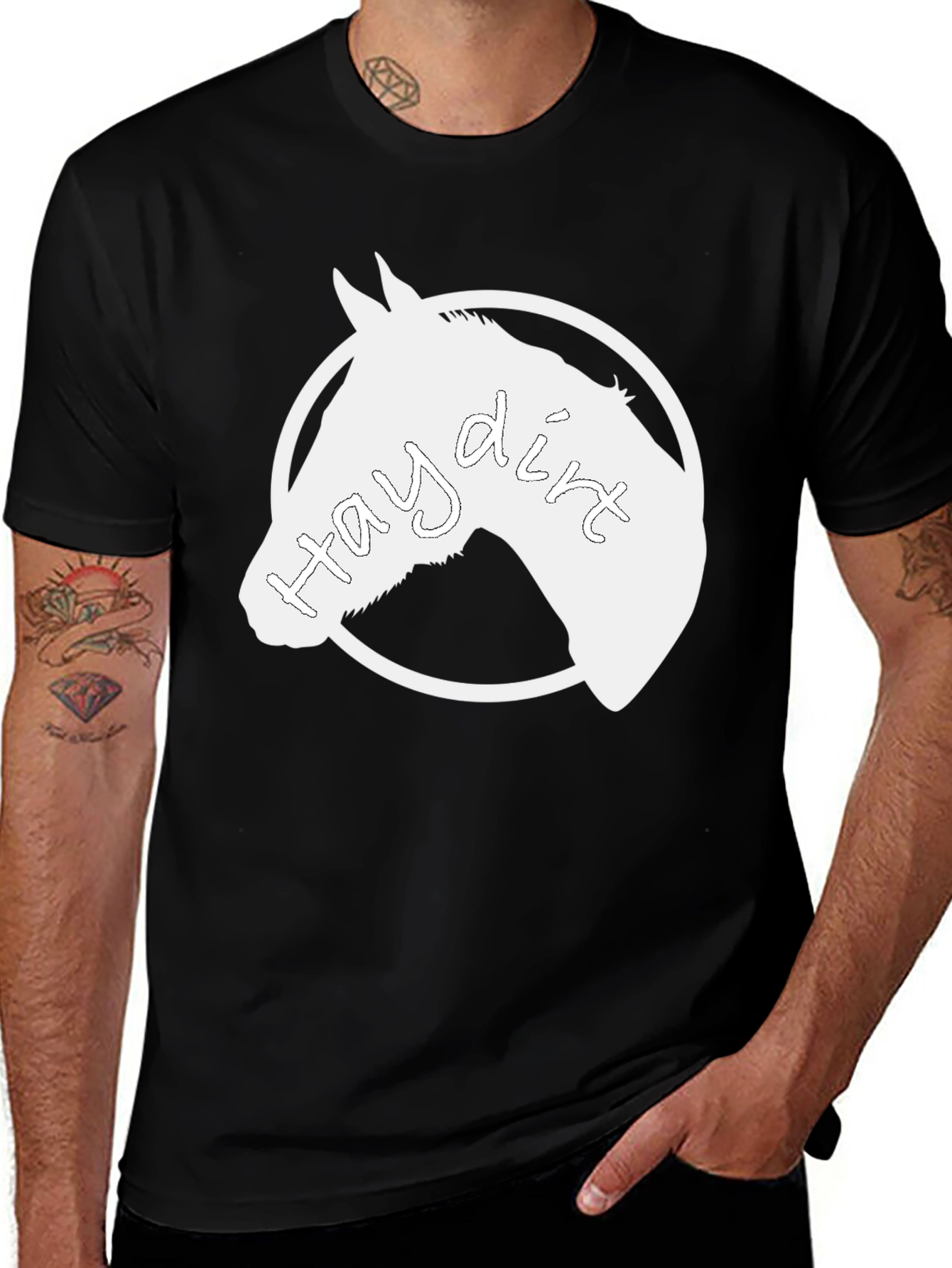 Variant 19 of Hay Dirt Horse T-Shirt Black Cotton