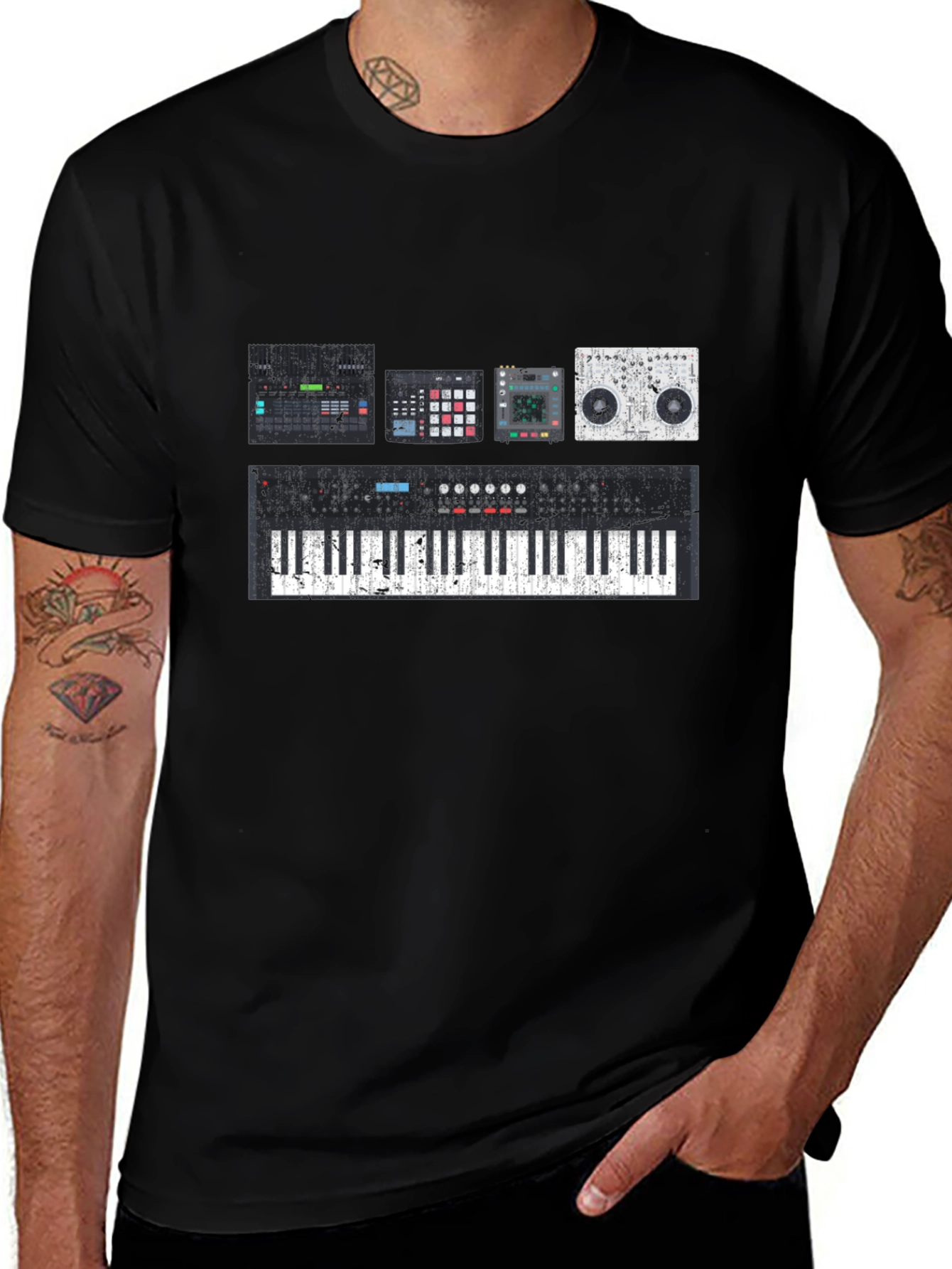 Synth Music Black T-Shirt