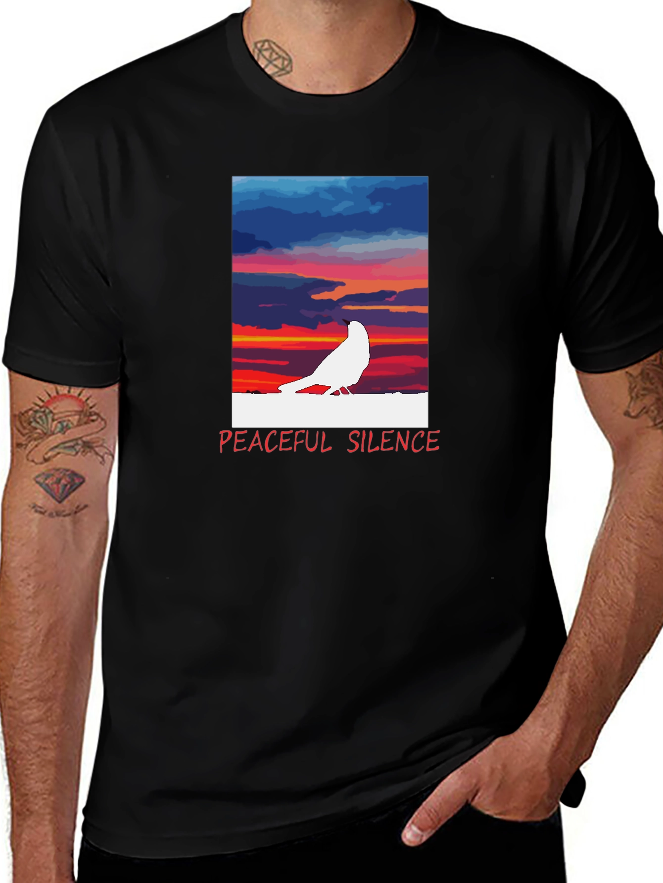 Black Peaceful Silence Graphic T-Shirt main image