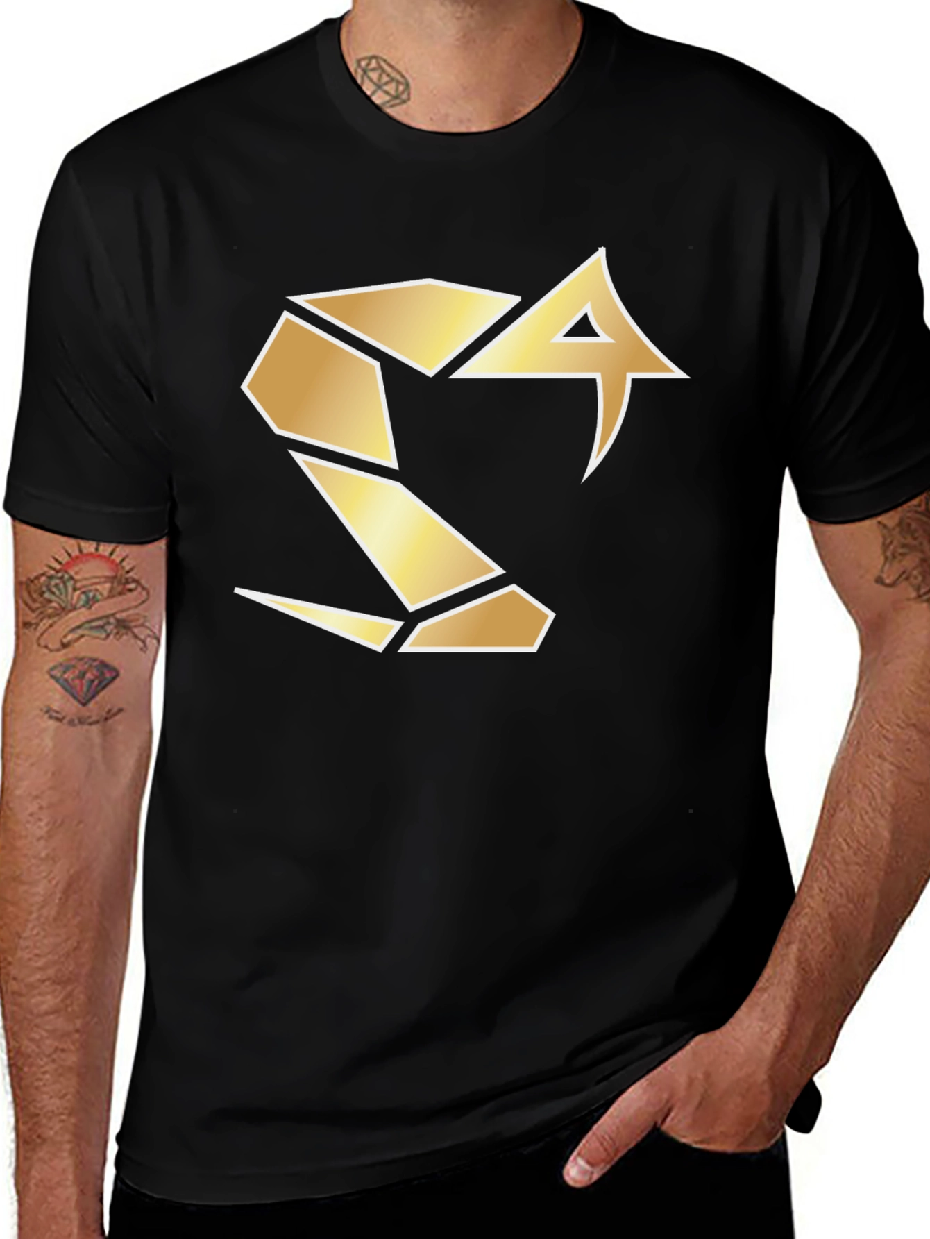 Variant 17 of Black T-Shirt with Gold Snake Logo
