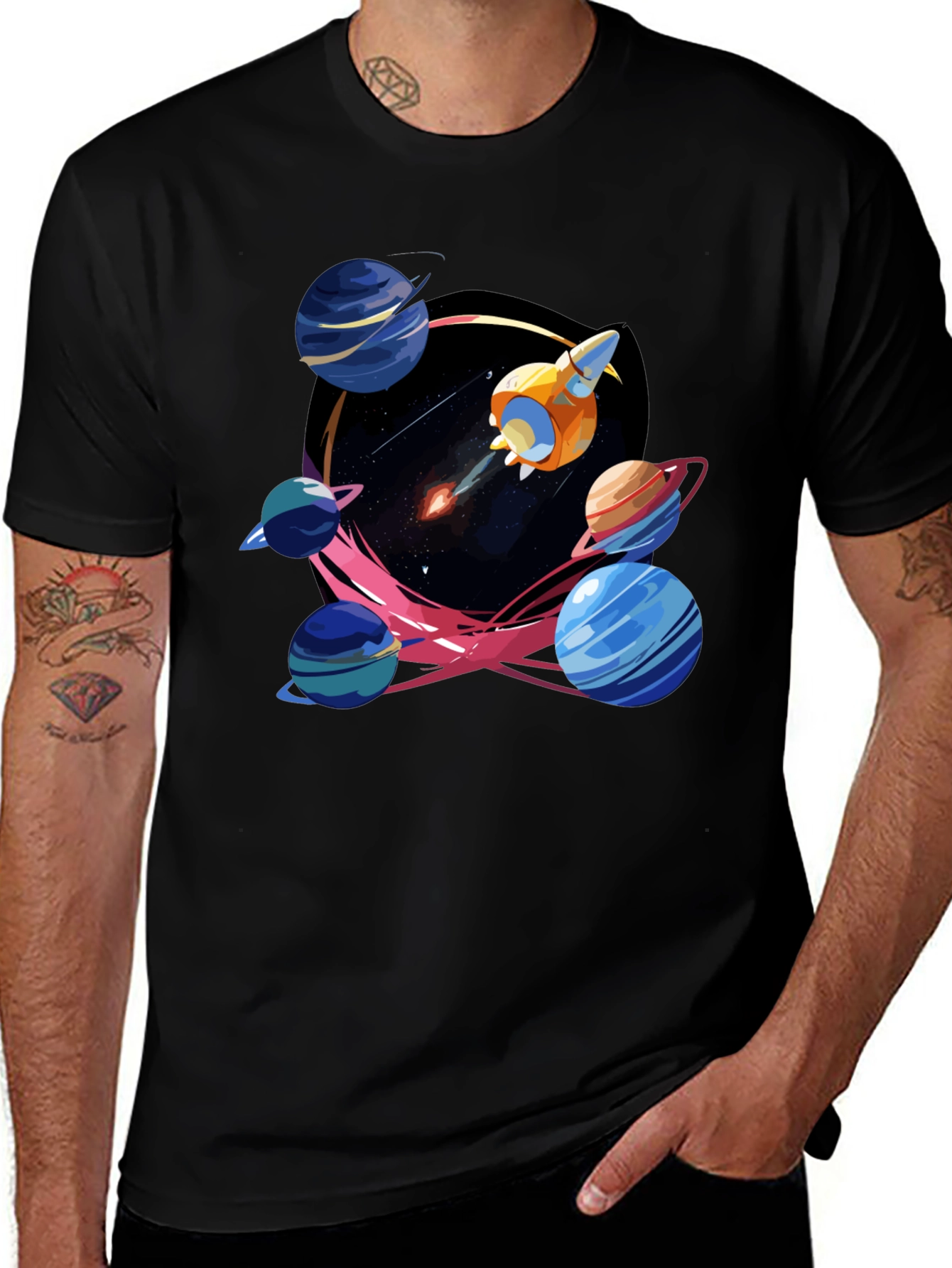 Variant 24 of Space Adventure T-Shirt: Rocket and Planets