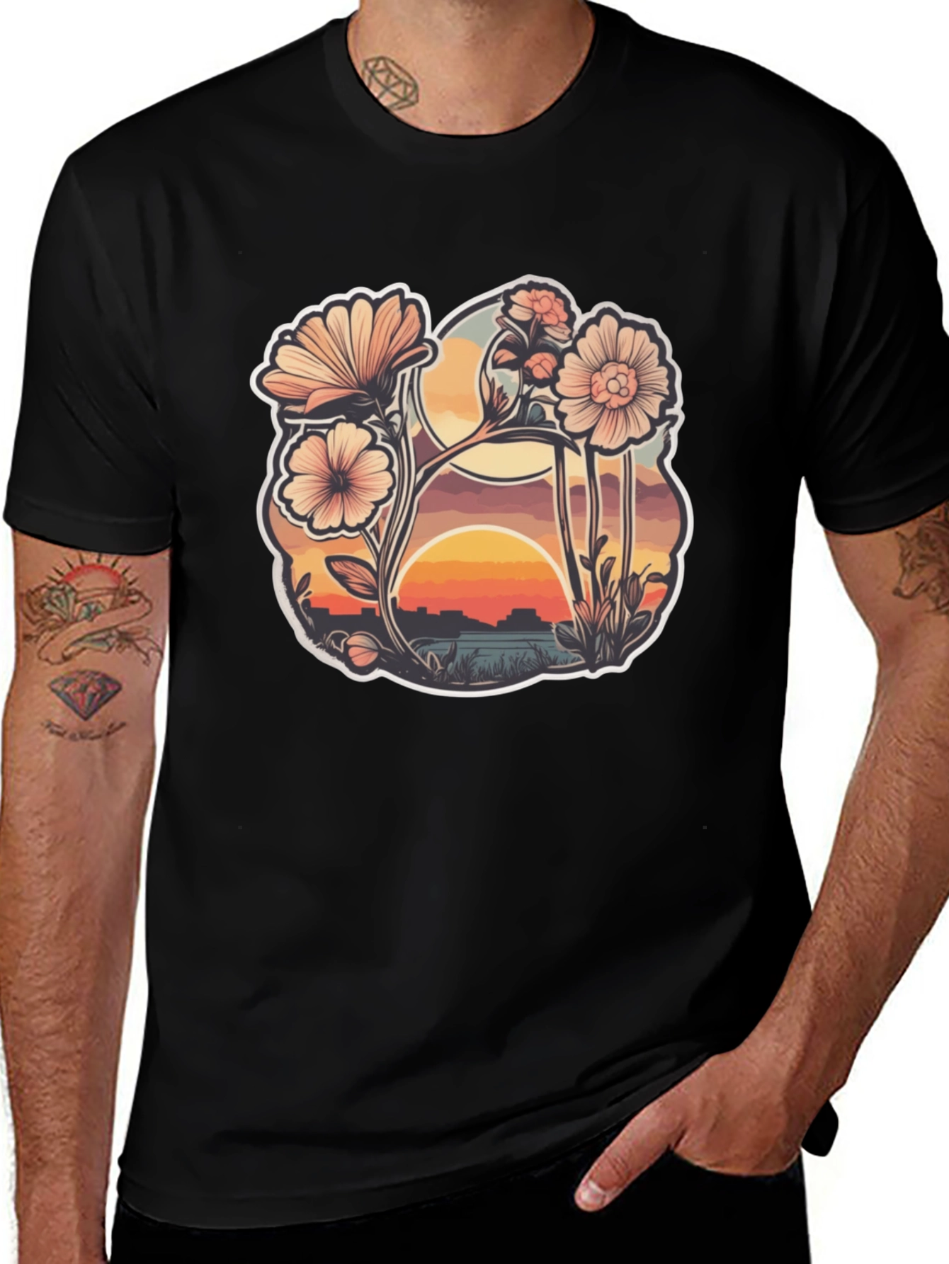Variant 3 of Floral Sunset Graphic Tee