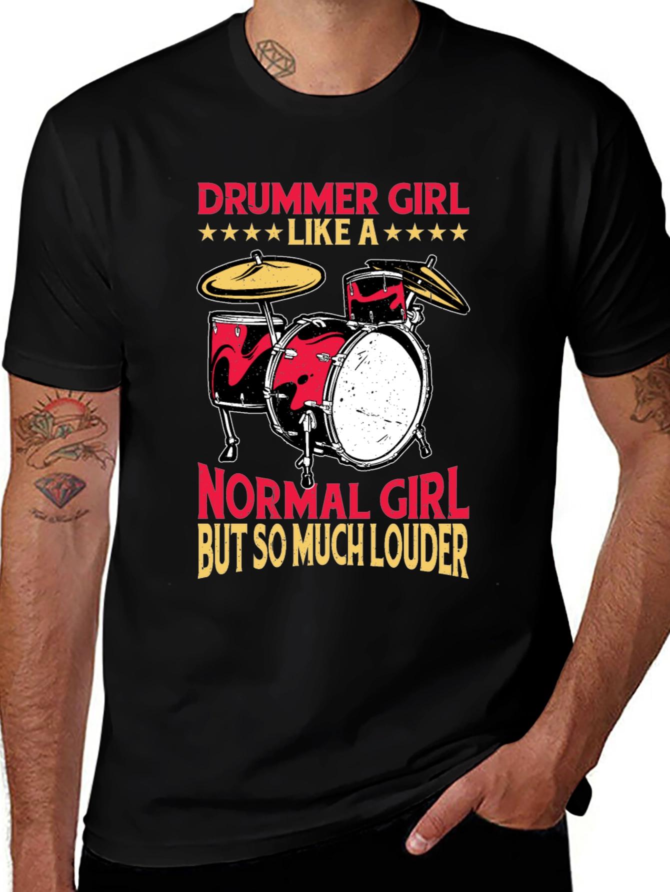Drummer Girl Graphic T-Shirt - Music Lover Tee