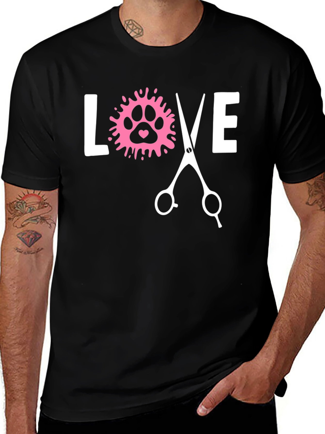 Love Dog Grooming Paw Print T-Shirt - Unisex