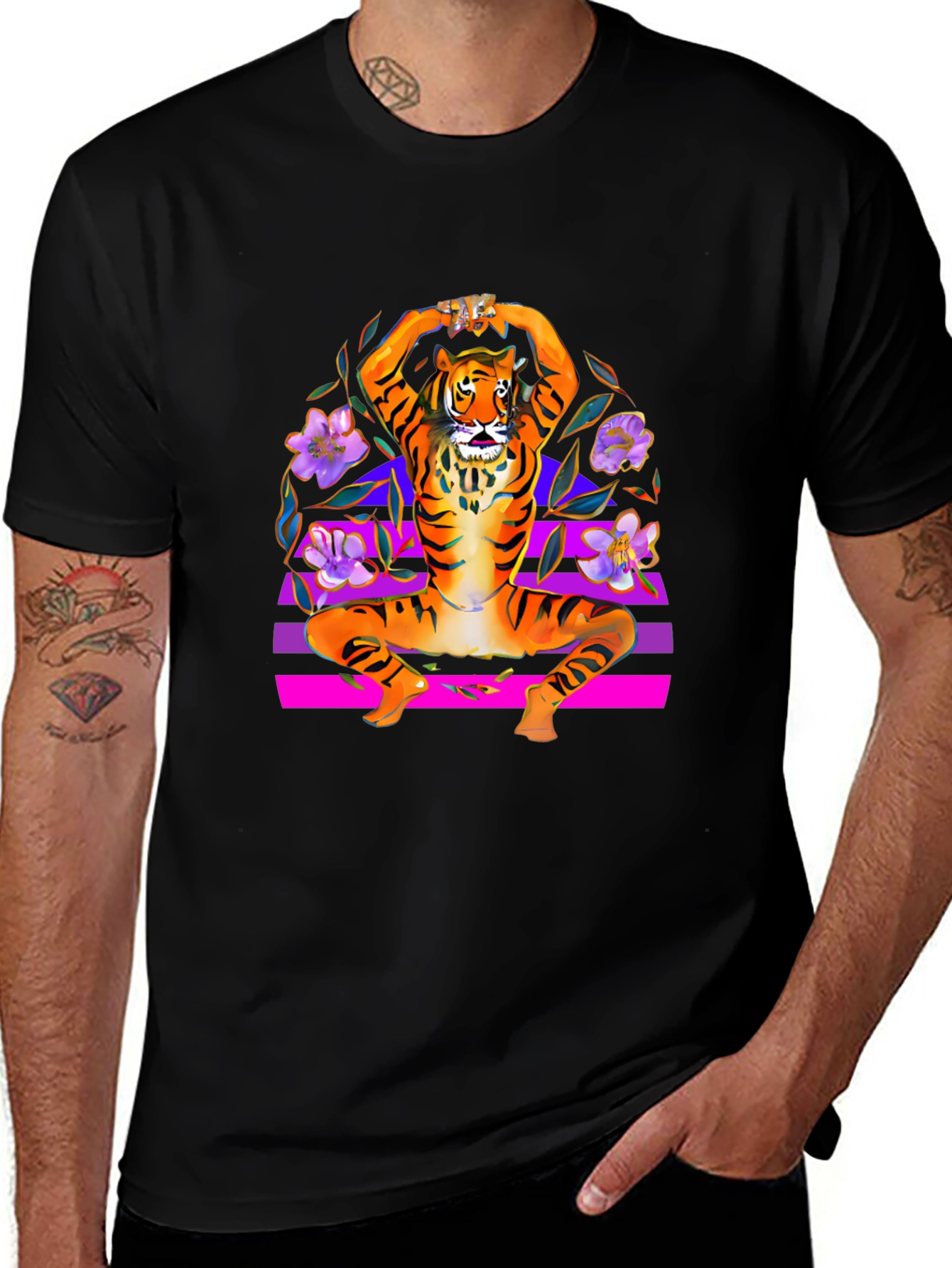 Black Tiger Pose Black T-Shirt main image