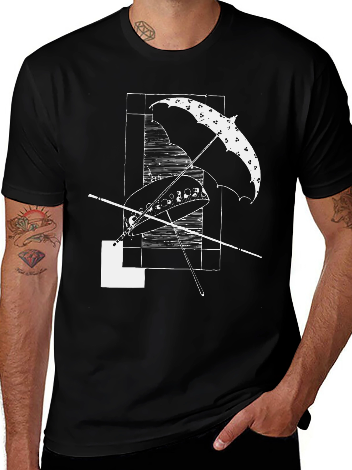 Variant 6 of Abstract Umbrella Graphic Tee - Black