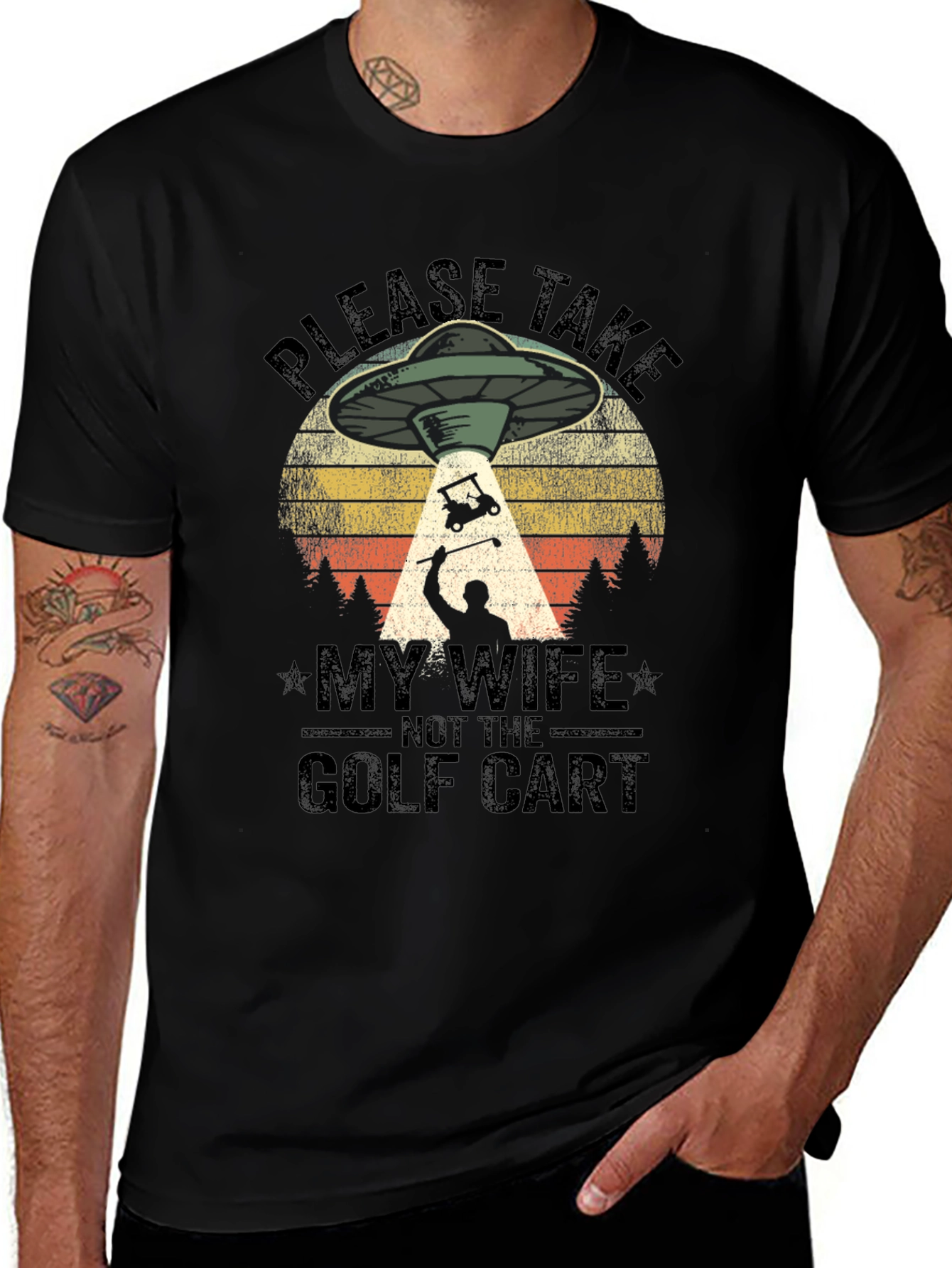 Variant 7 of Funny Alien Abduction Golf T-Shirt