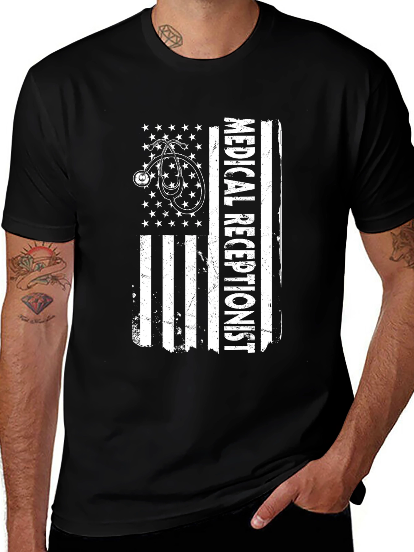 Variant 11 of Medical Receptionist American Flag T-Shirt