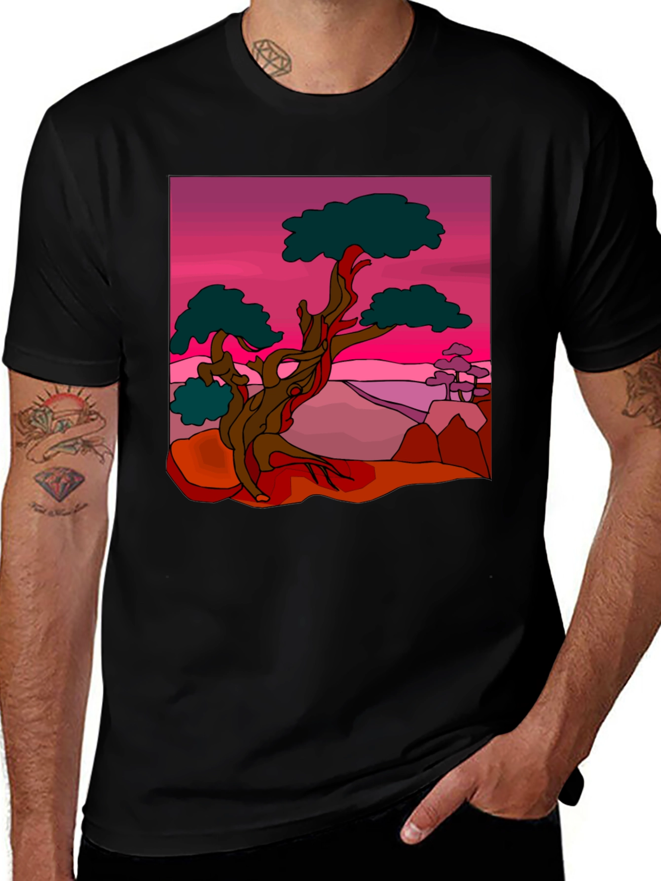 Variant 28 of Zen Bonsai Tree Graphic T-Shirt