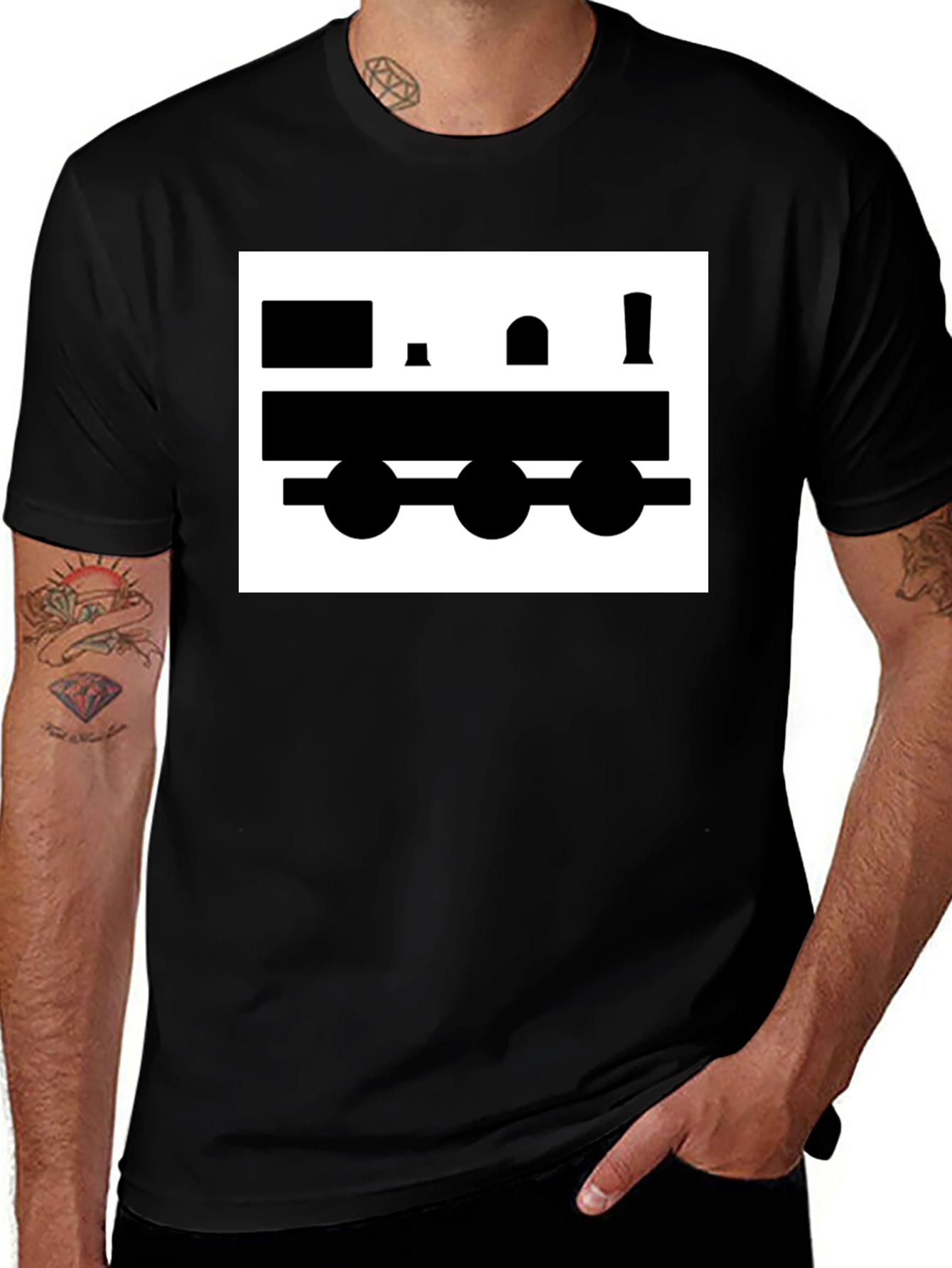 Train Graphic Tee - Classic Black Cotton T-Shirt