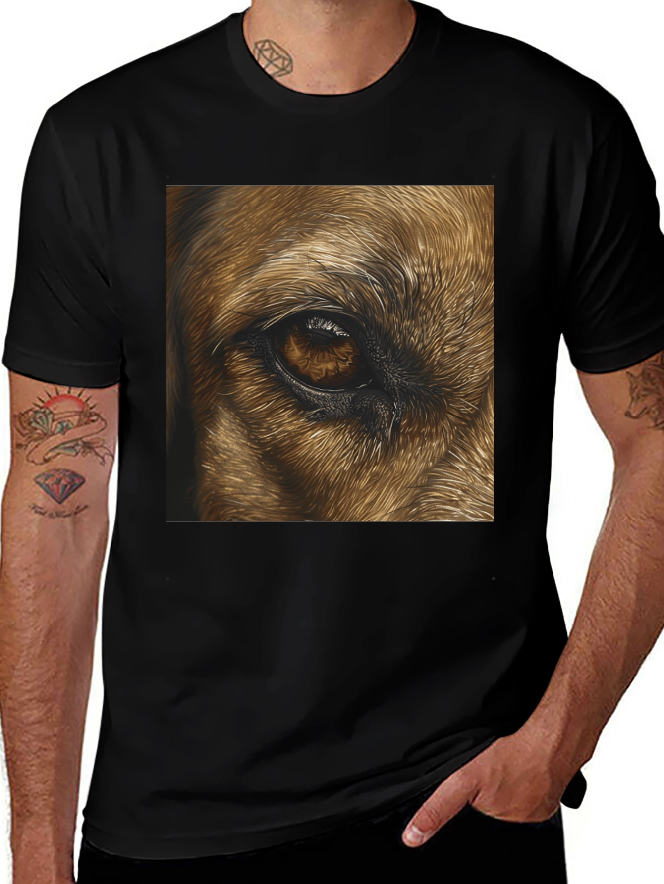 Variant 26 of Intense Animal Eye Graphic Tee - Black Cotton Comfort
