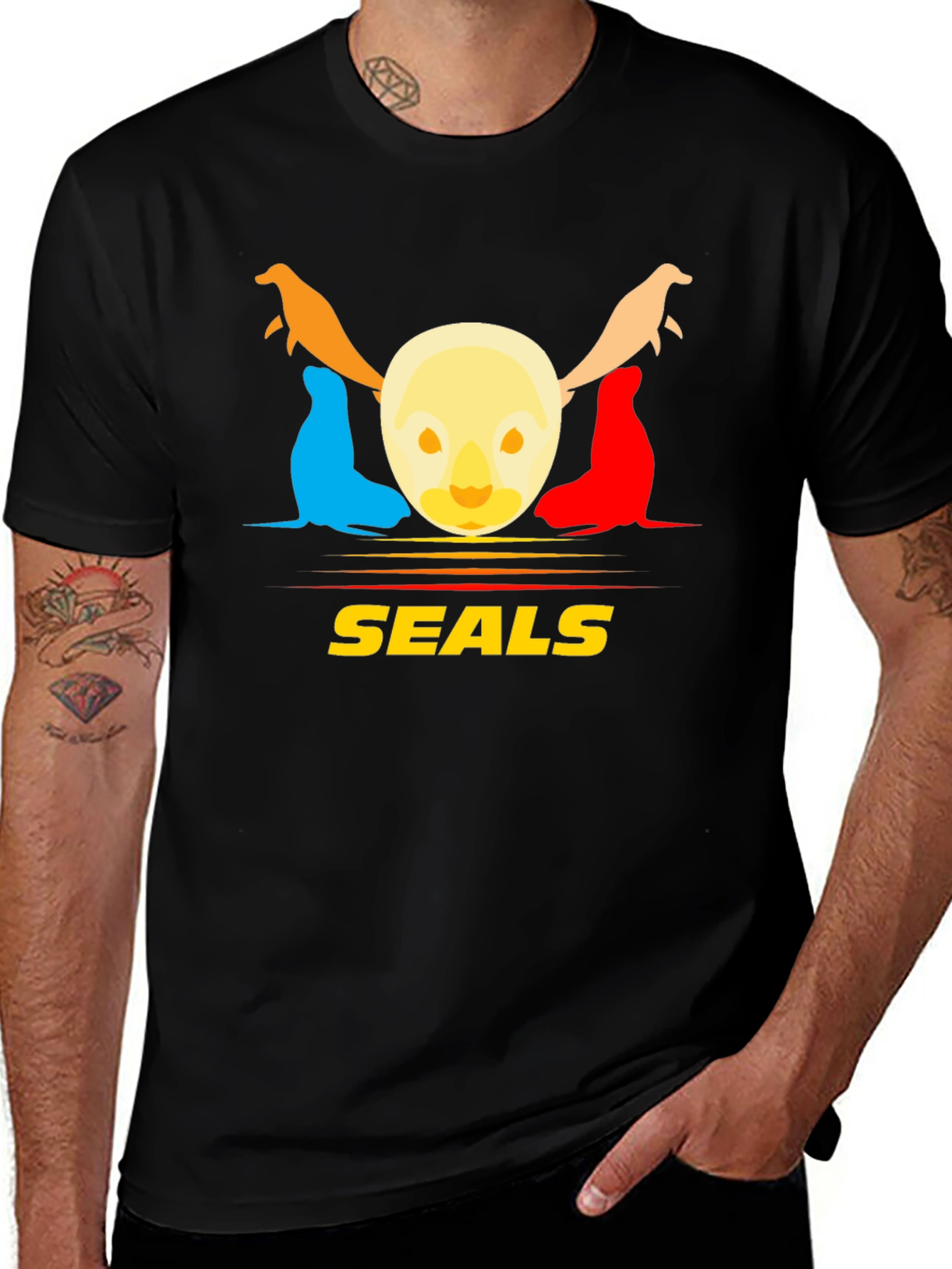 Variant 12 of Colorful Seals Graphic Tee - Unisex