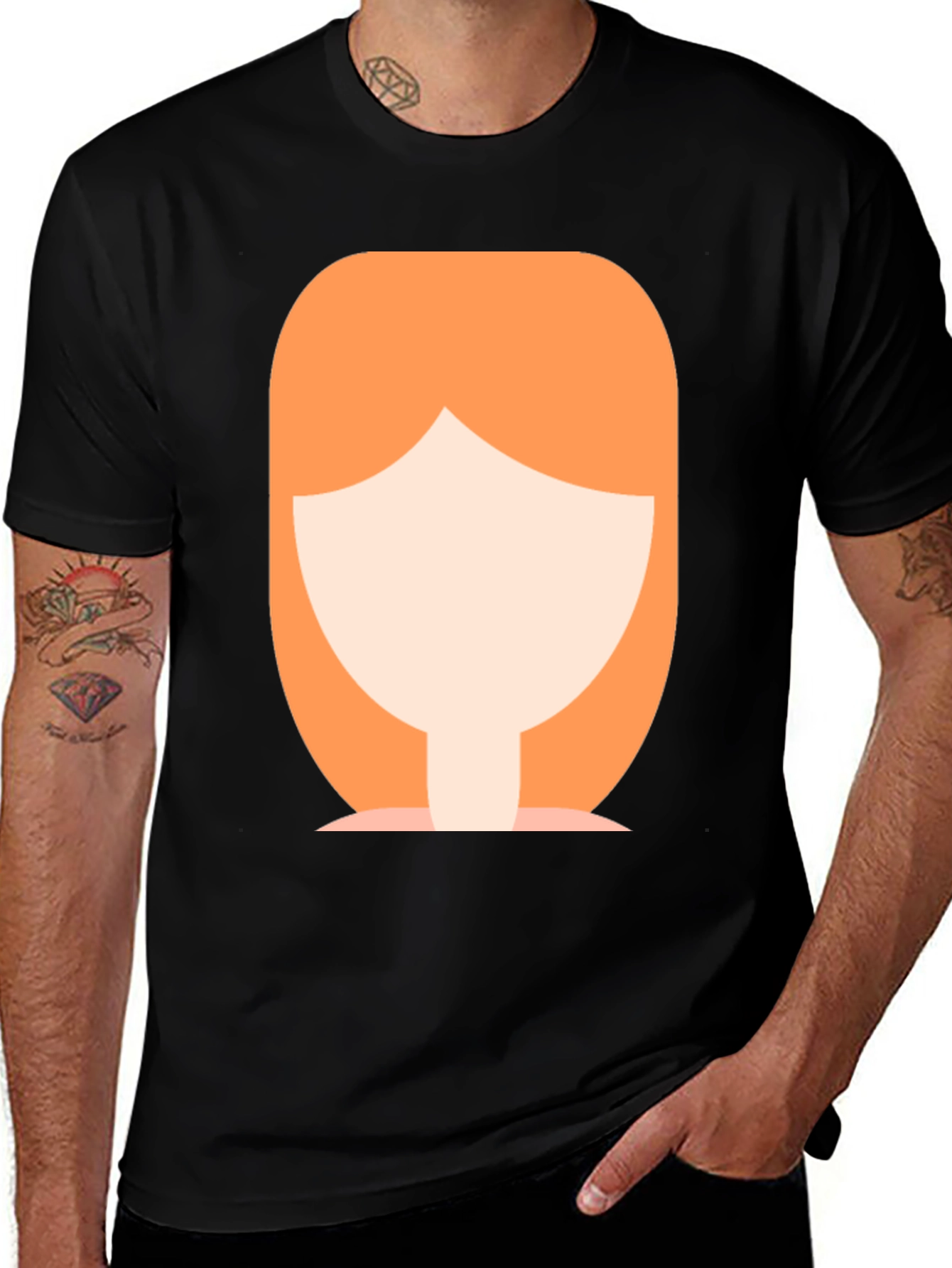 Variant 20 of Black T-Shirt with Abstract Woman Graphic