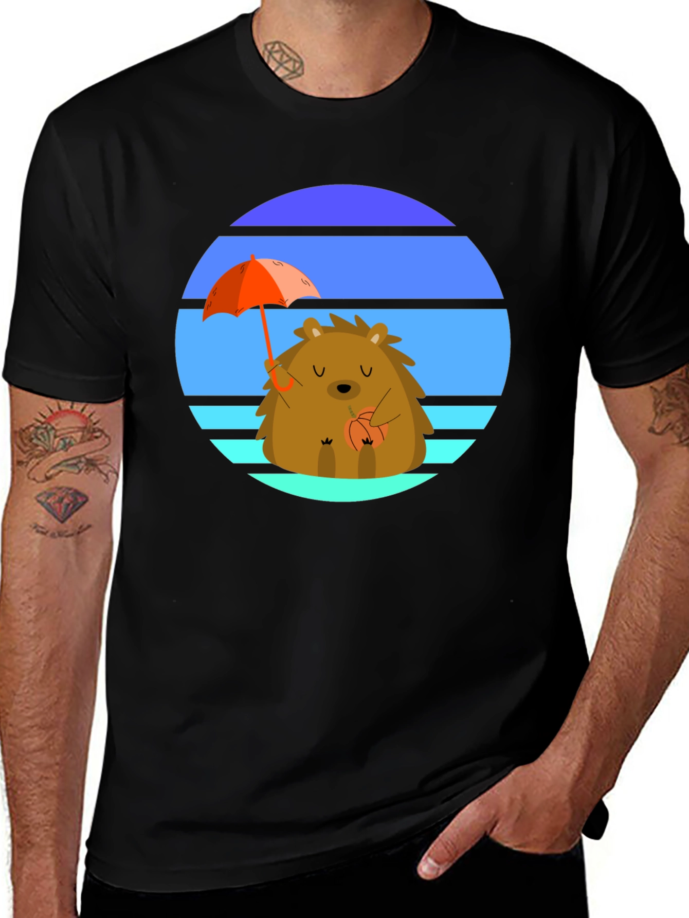 Variant 27 of Cute Hedgehog Sunset Graphic Tee